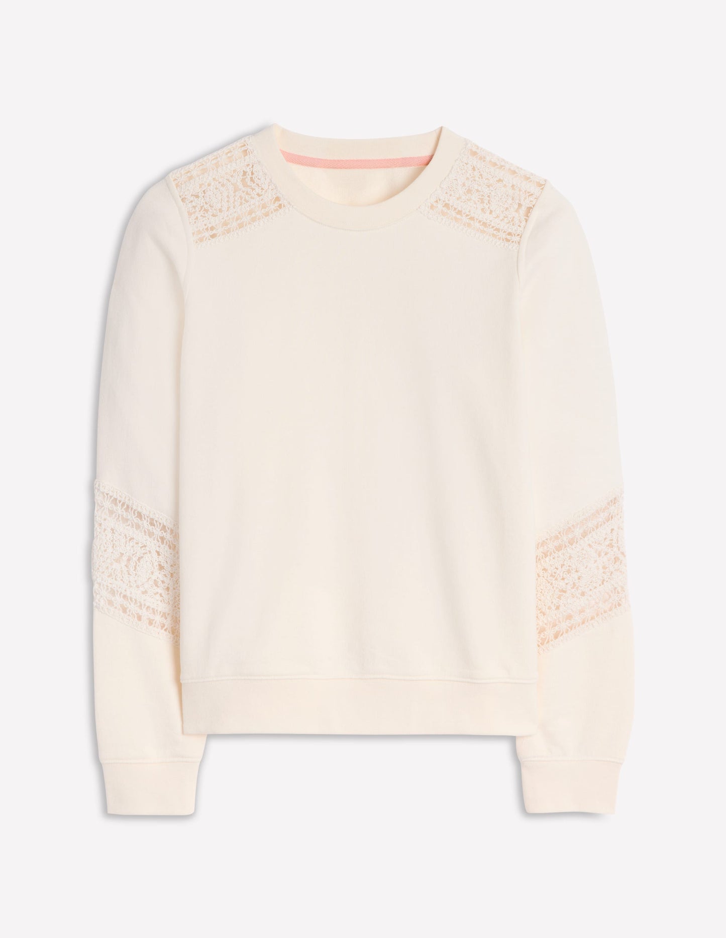 Sweatshirt mit Häkelbesatz-Naturweiß