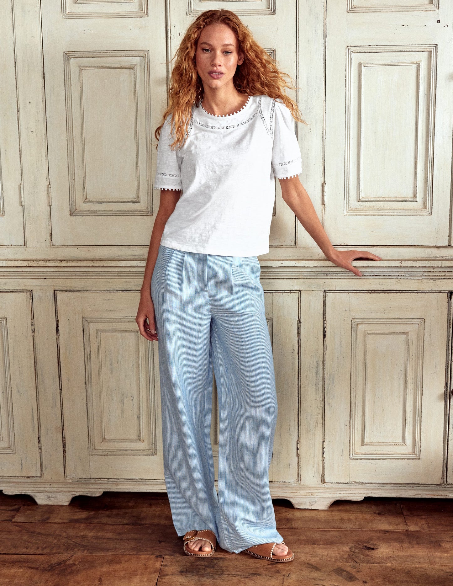 Top Mila à détails en dentelle-Blanc
