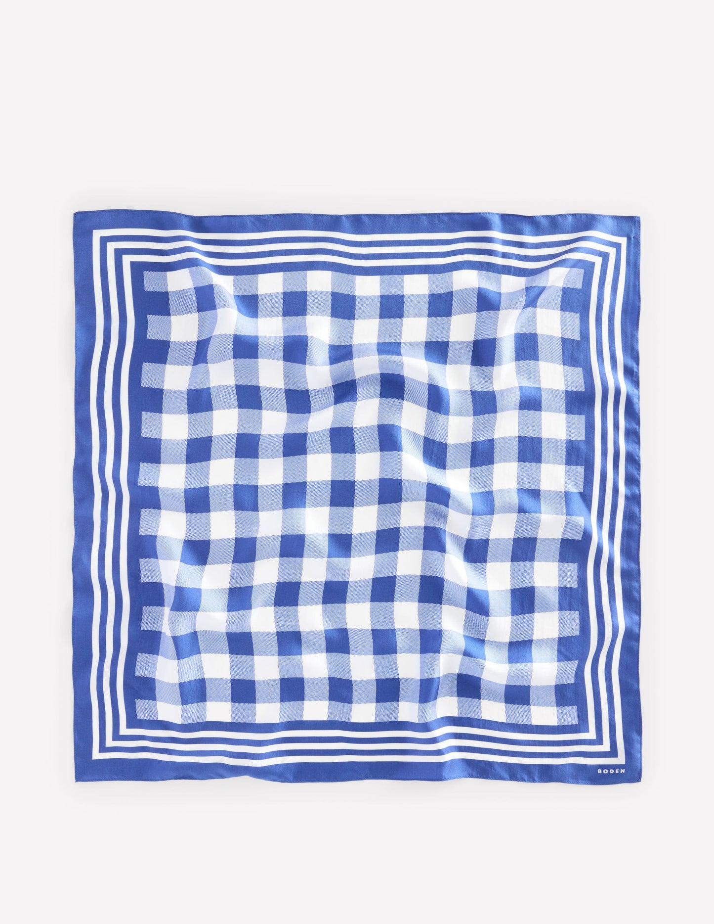 Quadratischer Seidenschal-Leuchtendes Blau, Vichykaro
