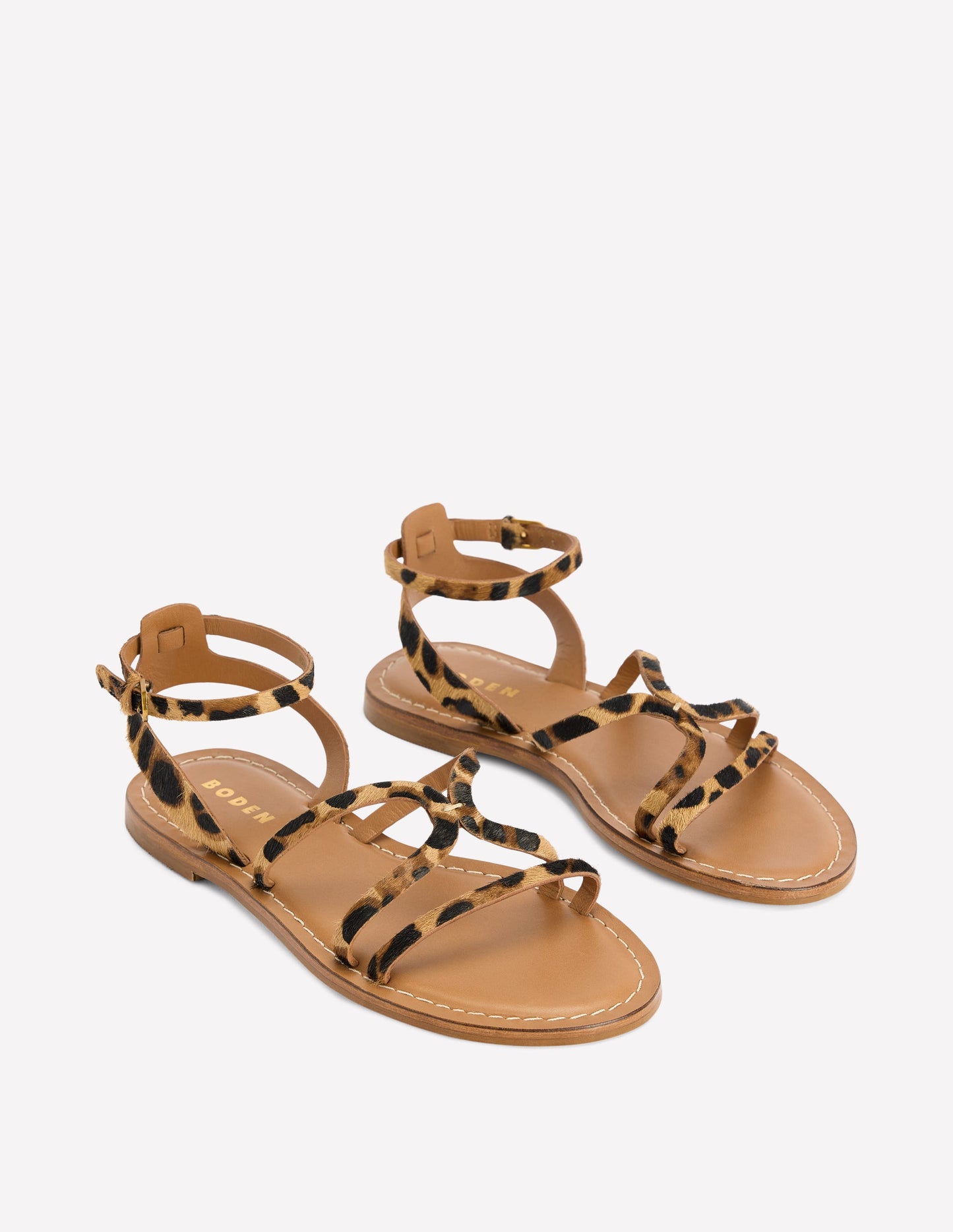 Flache Freizeit-Sandalen-Mohair, Leopardenmuster