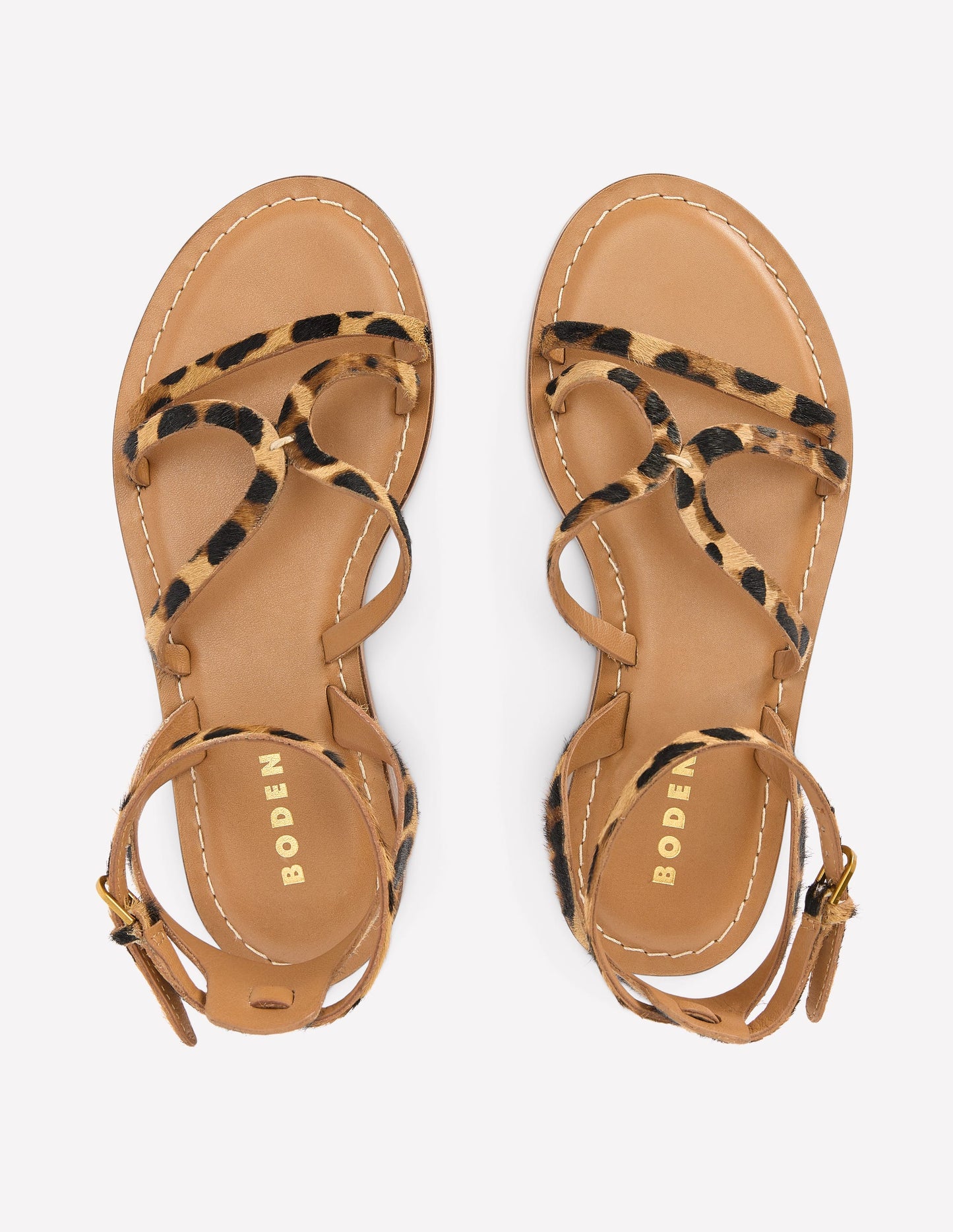 Flache Freizeit-Sandalen-Mohair, Leopardenmuster