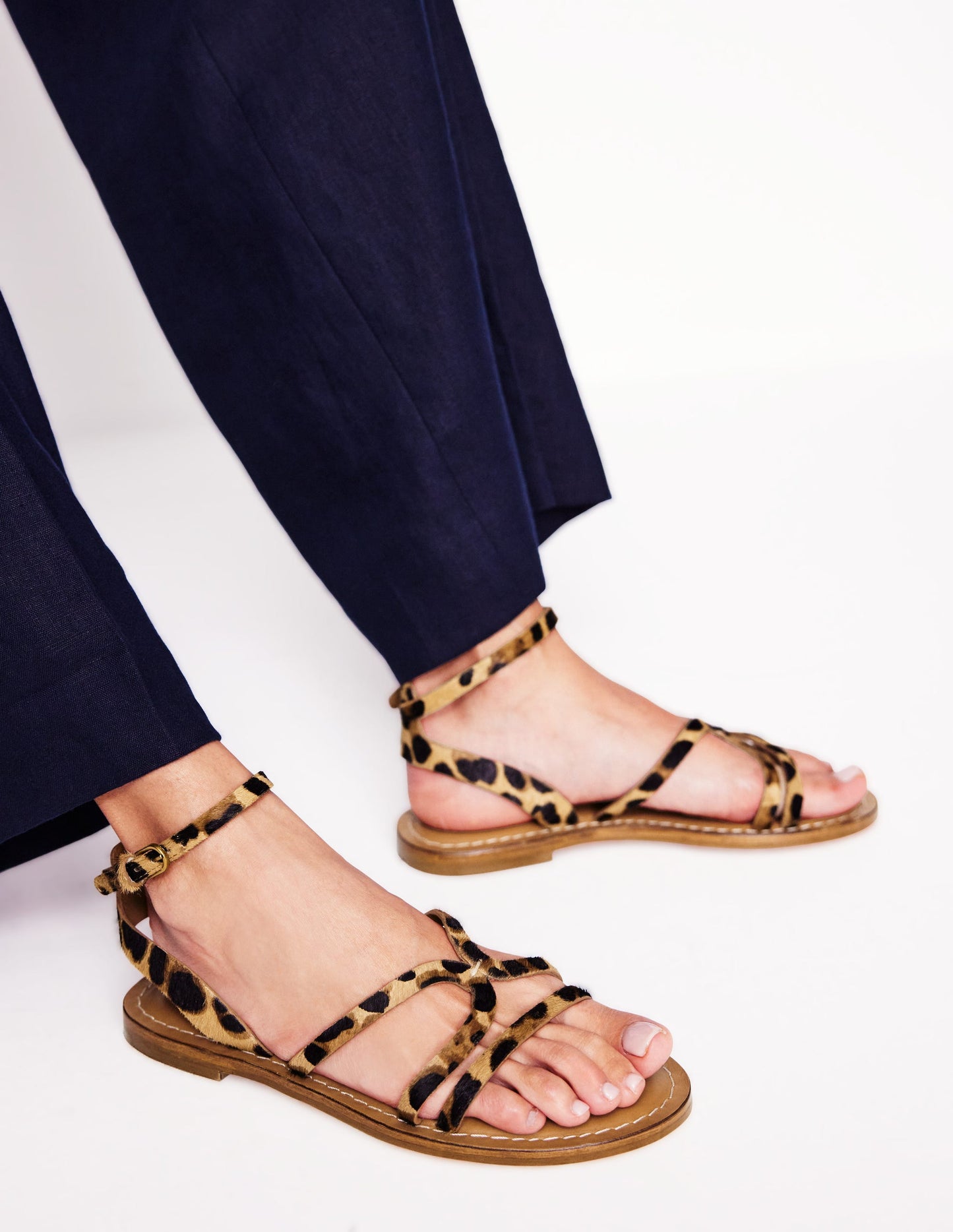 Flache Freizeit-Sandalen-Mohair, Leopardenmuster