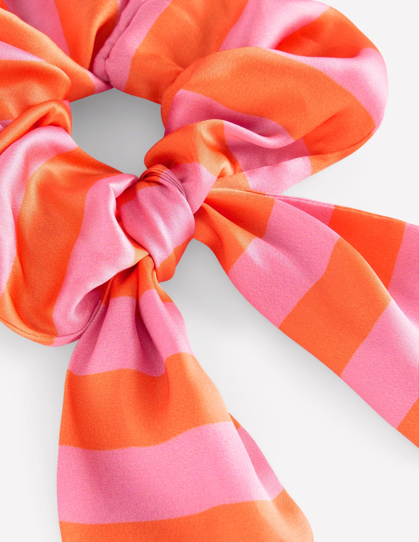 Scrunchie mit Schärpe-Rosa/Orange Streifen