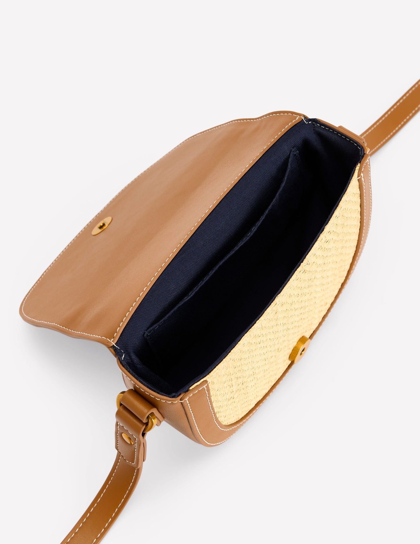 Mini-Umhängetasche aus Bast mit Trensendetail-Naturbelassen/Hellbraun