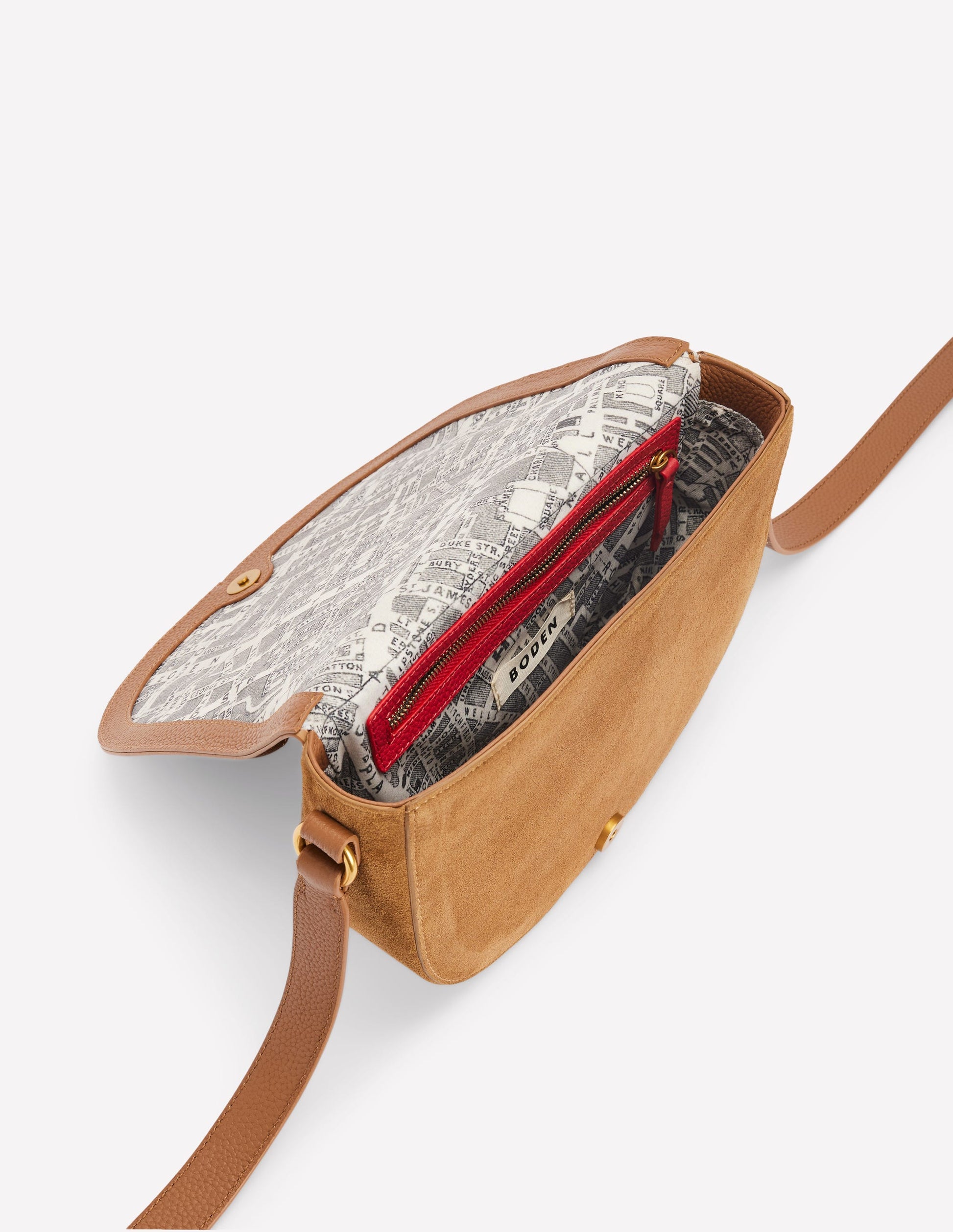 Iris Leder-Umhängetasche mit Trensendetail-Hellbraun-4