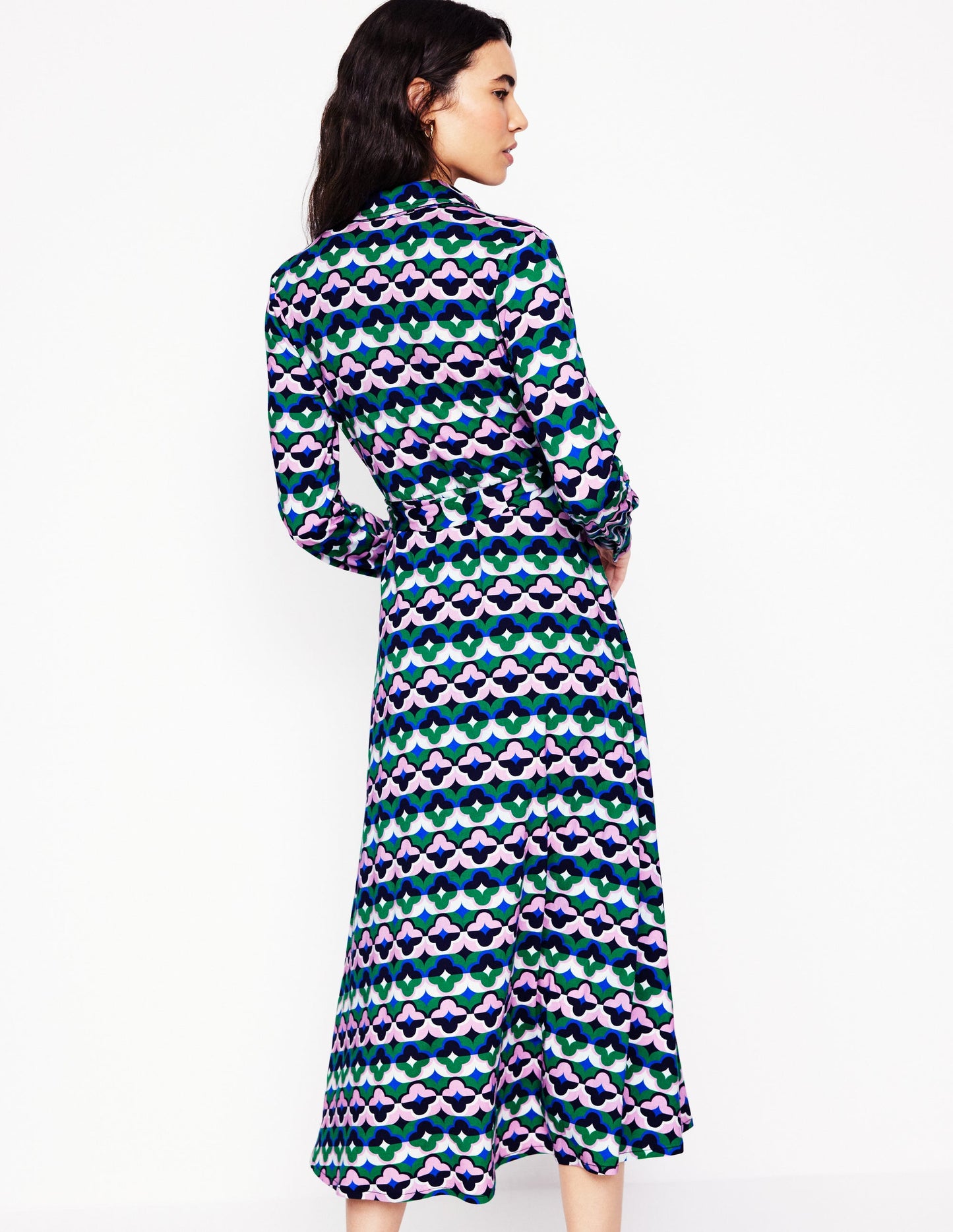 Marcia Jersey-Hemdblusenkleid-Smaragdgrün, Glücksklee