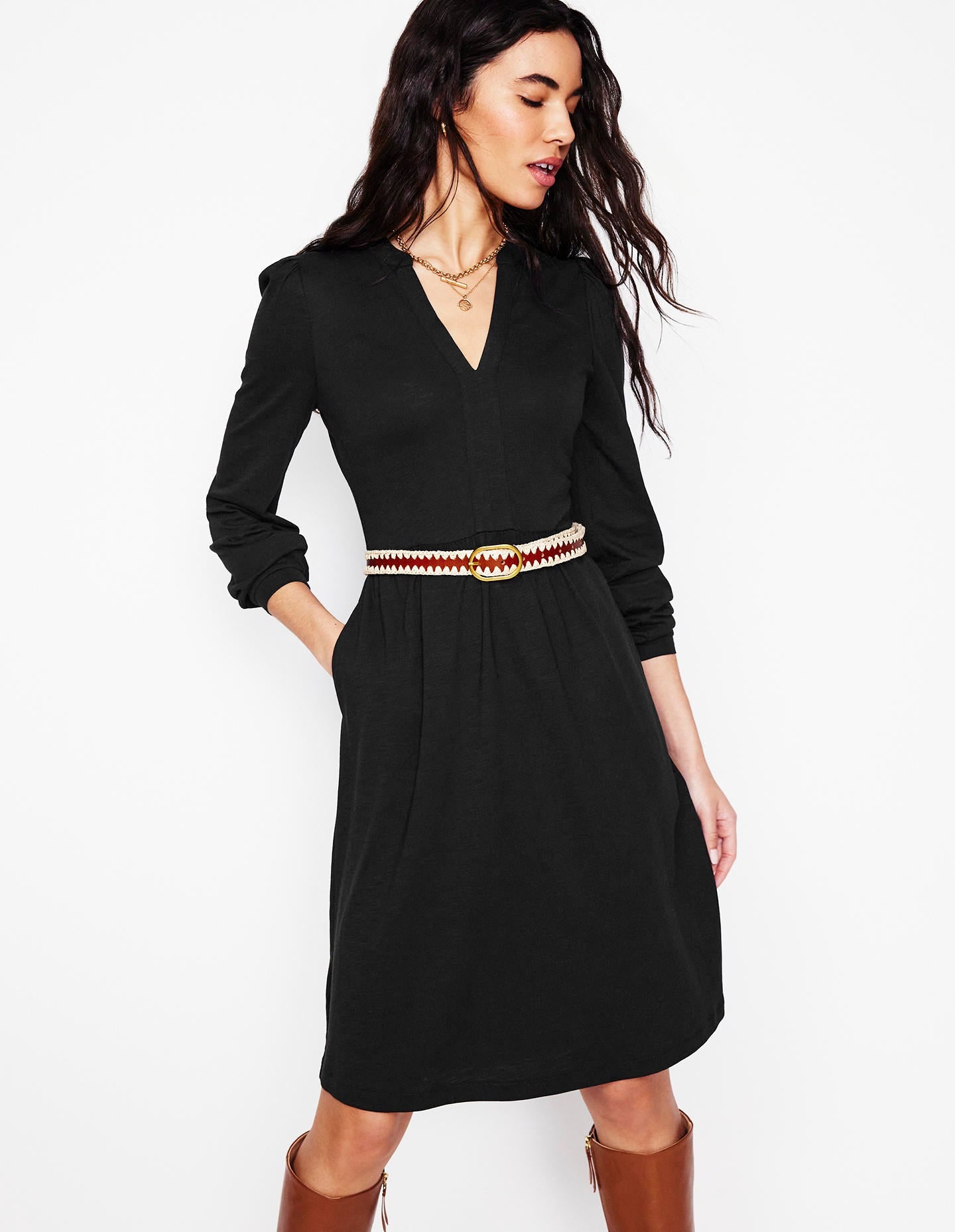 Naomi Lockeres Jerseykleid-Schwarz