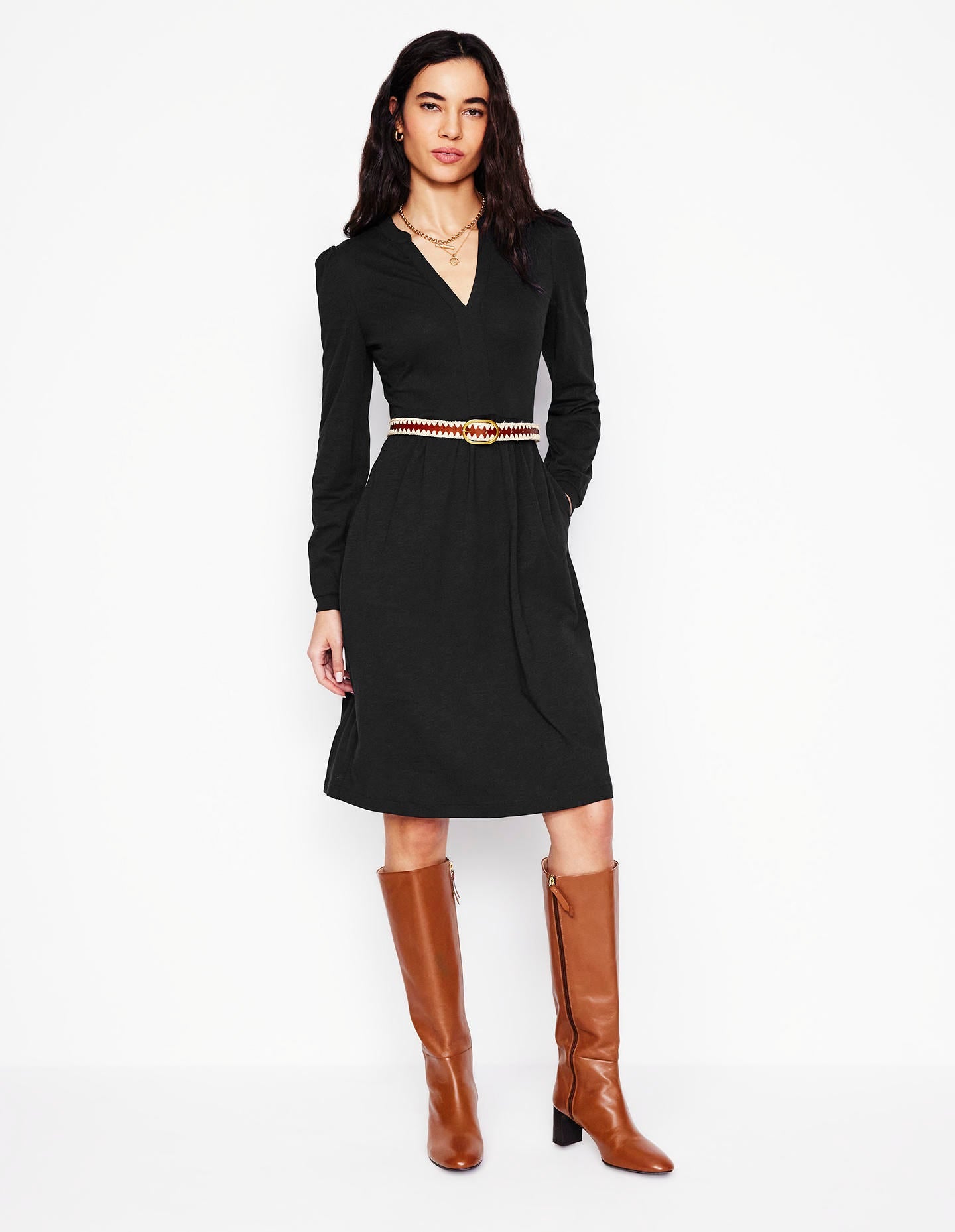 Naomi Lockeres Jerseykleid-Schwarz