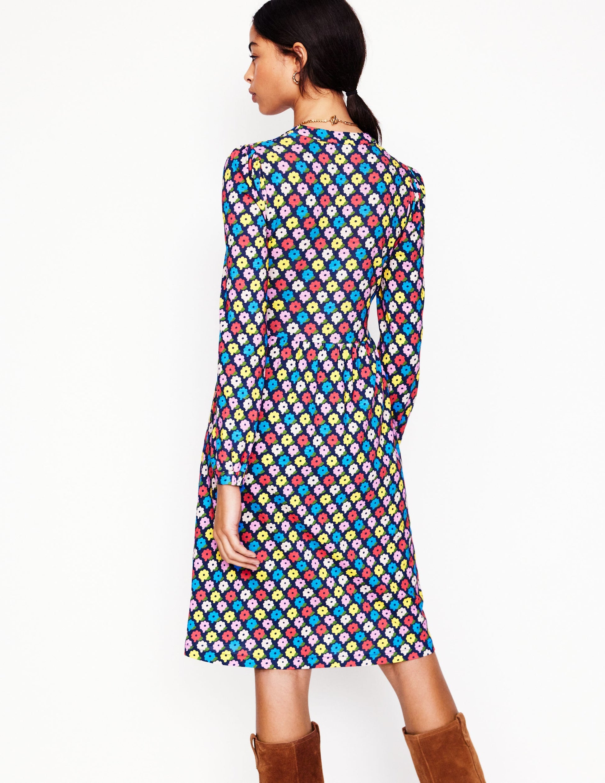 Naomi Lockeres Jerseykleid-Bunt, Pop-Gänseblümchen-3