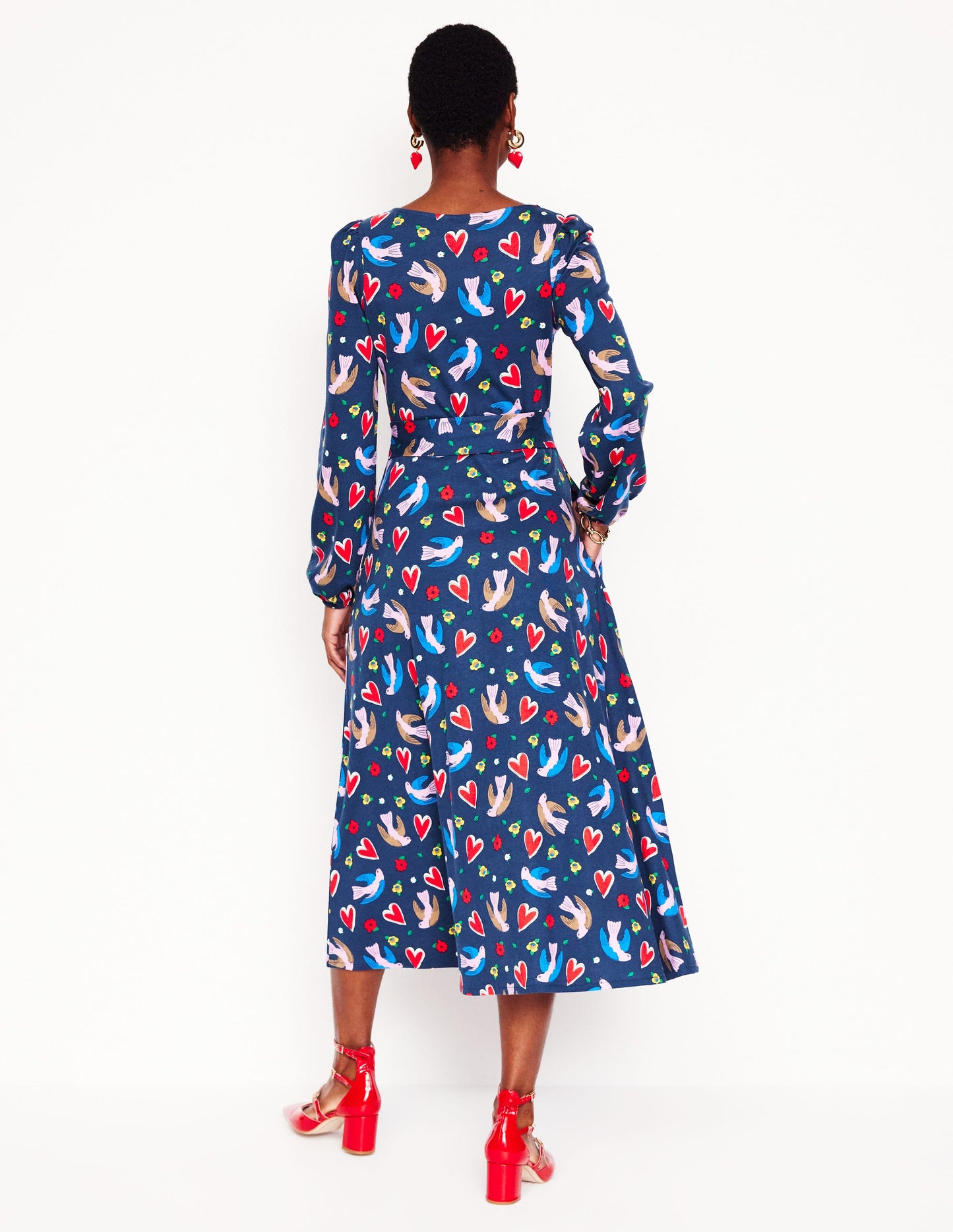 Leandra Jersey-Midikleid-Französisches Marineblau, Herzflattern