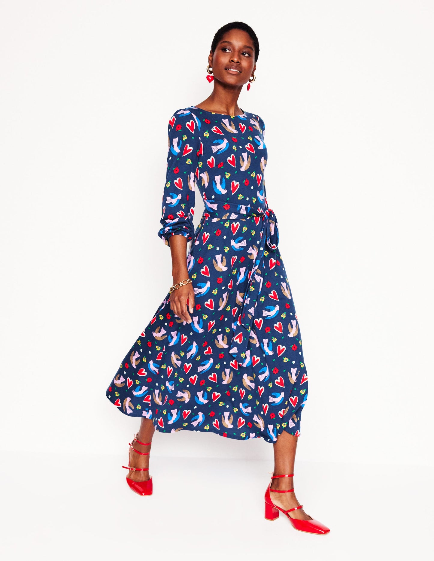 Leandra Jersey-Midikleid-Französisches Marineblau, Herzflattern