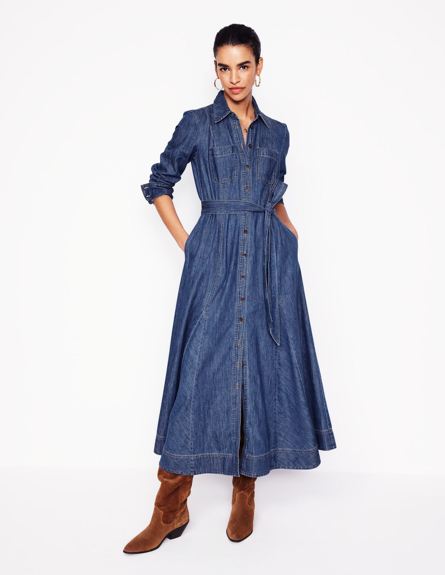 Robe-chemise midi Mila en jean-Vintage moyen