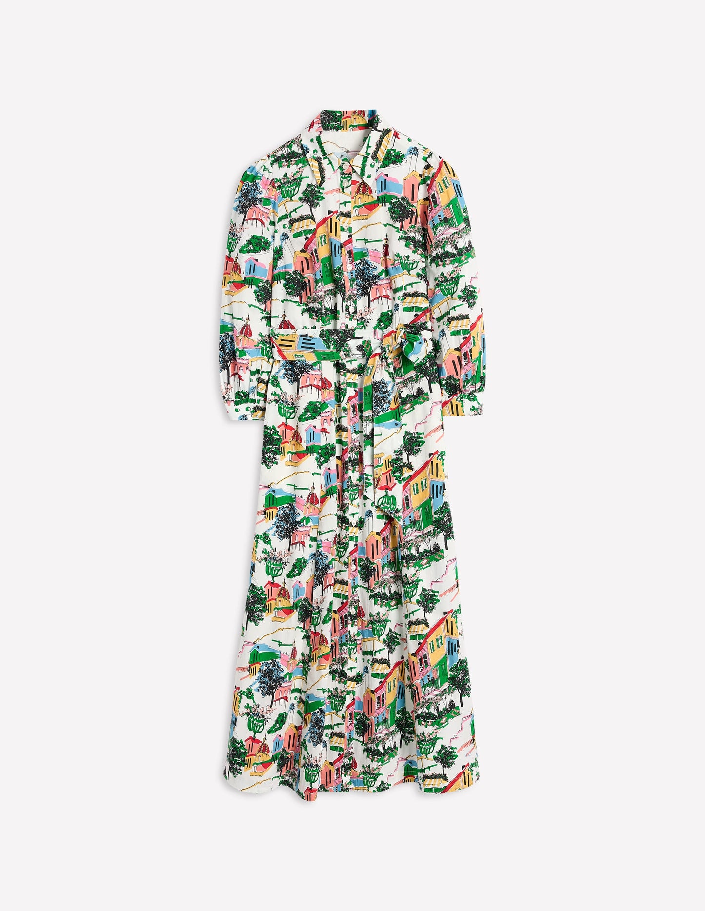 Robe-chemise Clara en coton-Multi, motif Painted Village