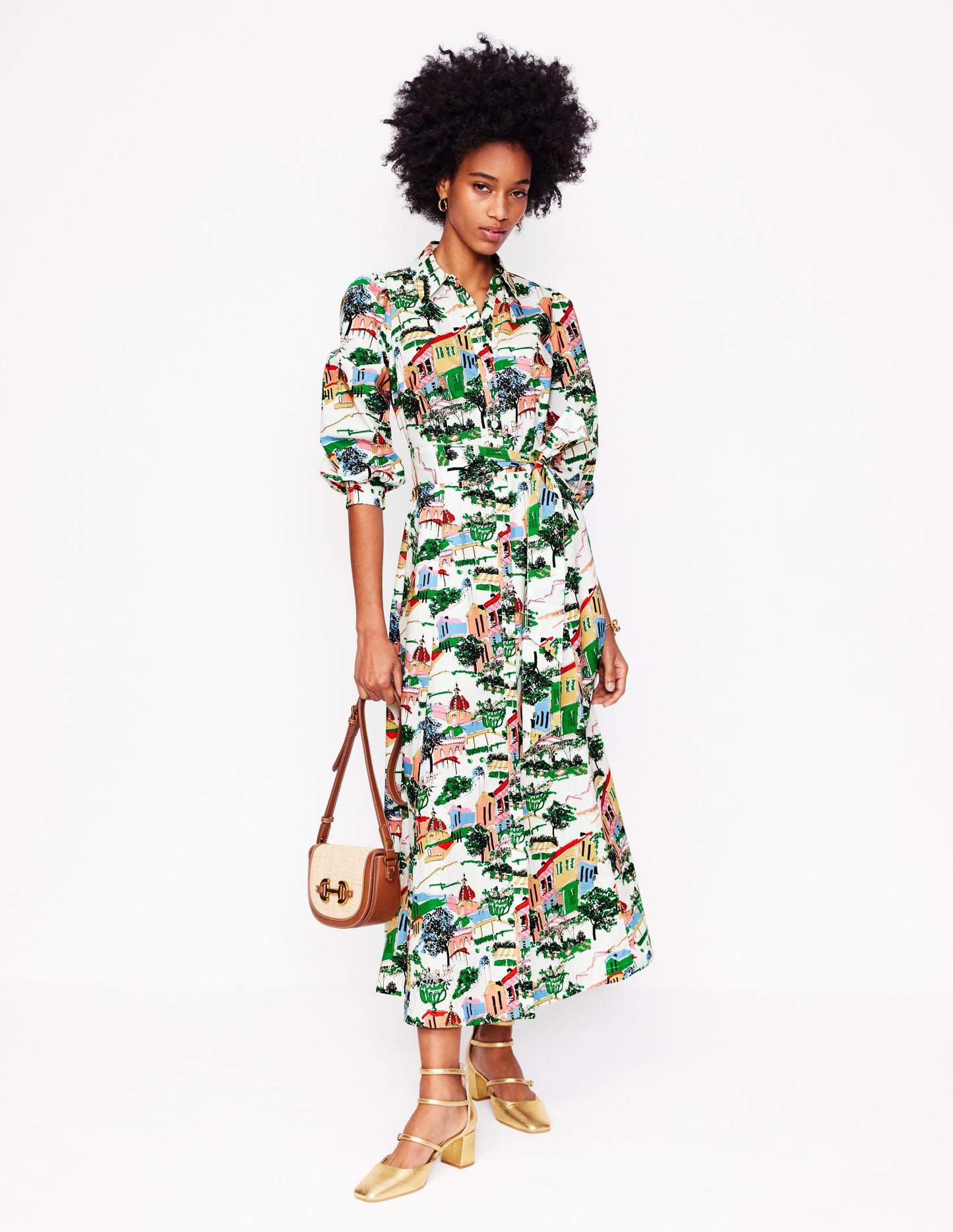 Robe-chemise Clara en coton-Multi, motif Painted Village