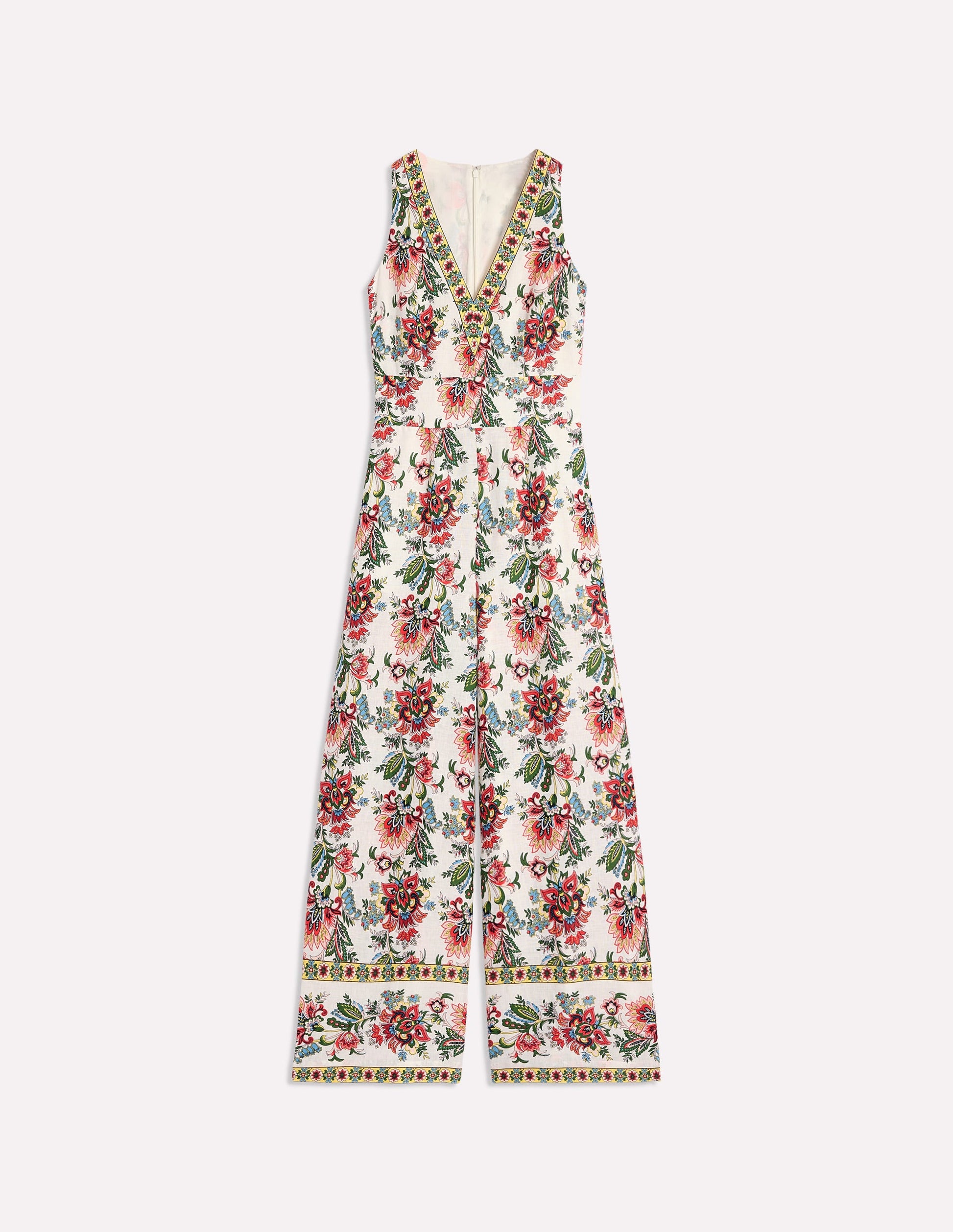 V-Neck Linen Jumpsuit-Ivory, Botanica Terrace-5