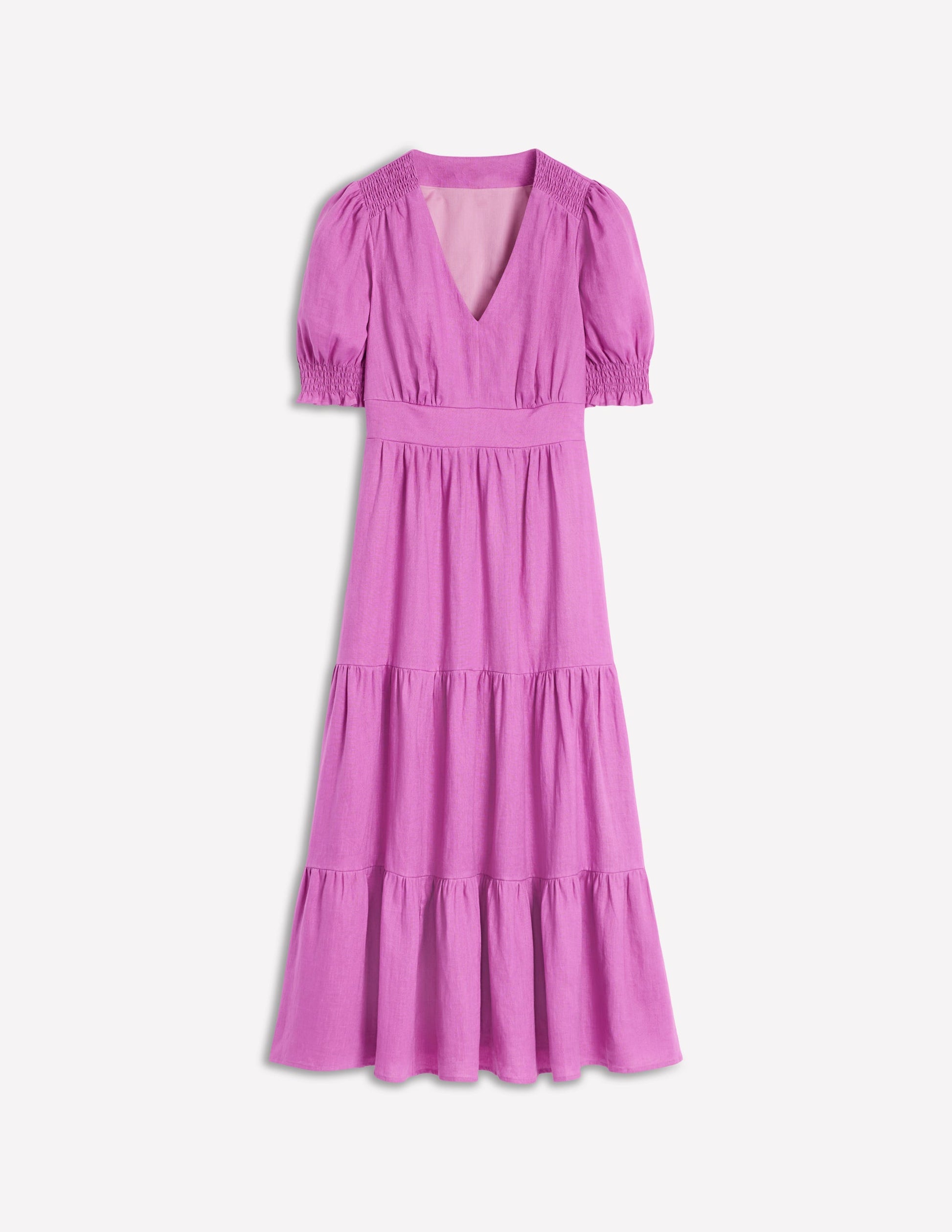 Anna Gestuftes Midikleid aus Leinen-Fingerhut-Lila-5
