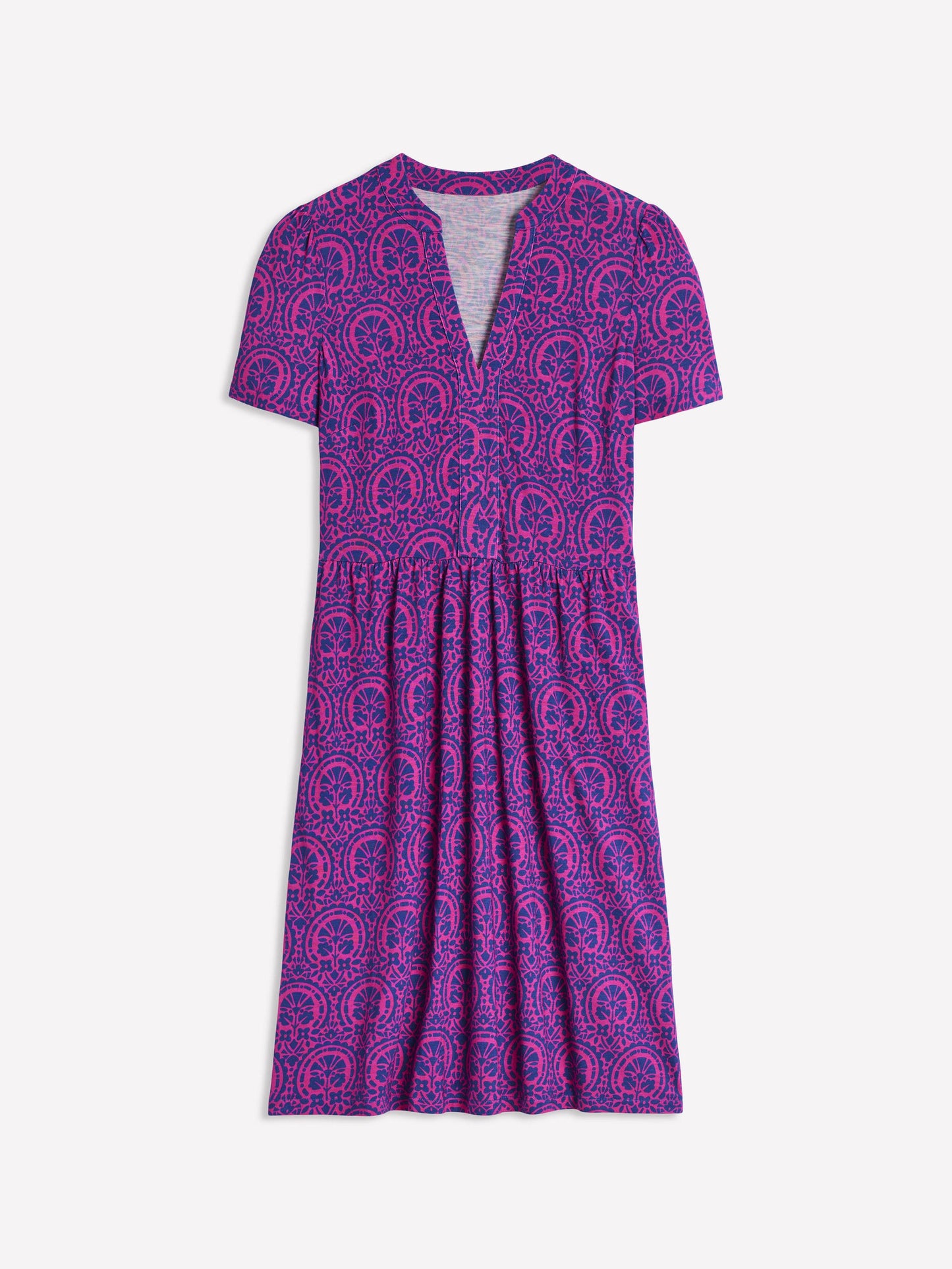 Naomi Kurzes Jerseykleid-Rosa Pfingstrose Aufwendiger Stempel