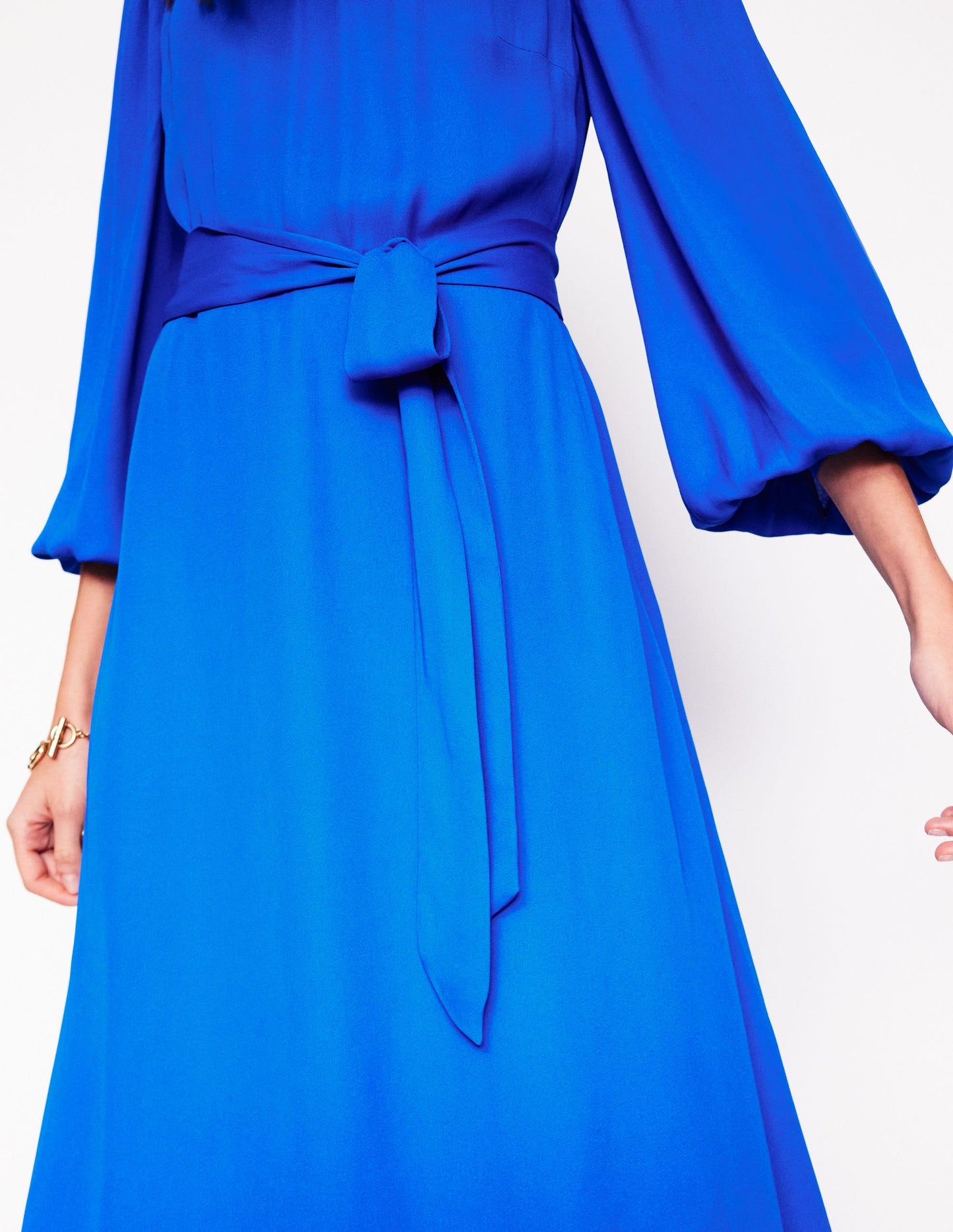 Robe midi à manches blousantes-Bleu galerie