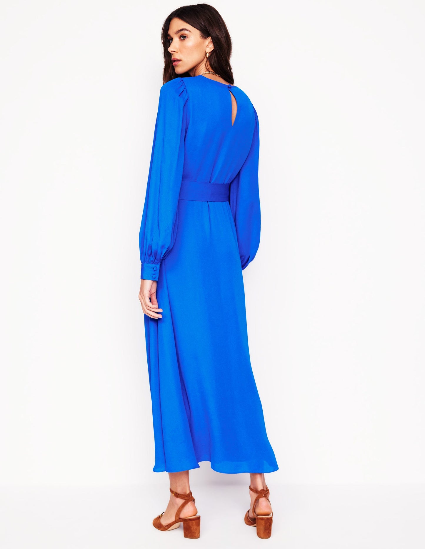 Robe midi à manches blousantes-Bleu galerie