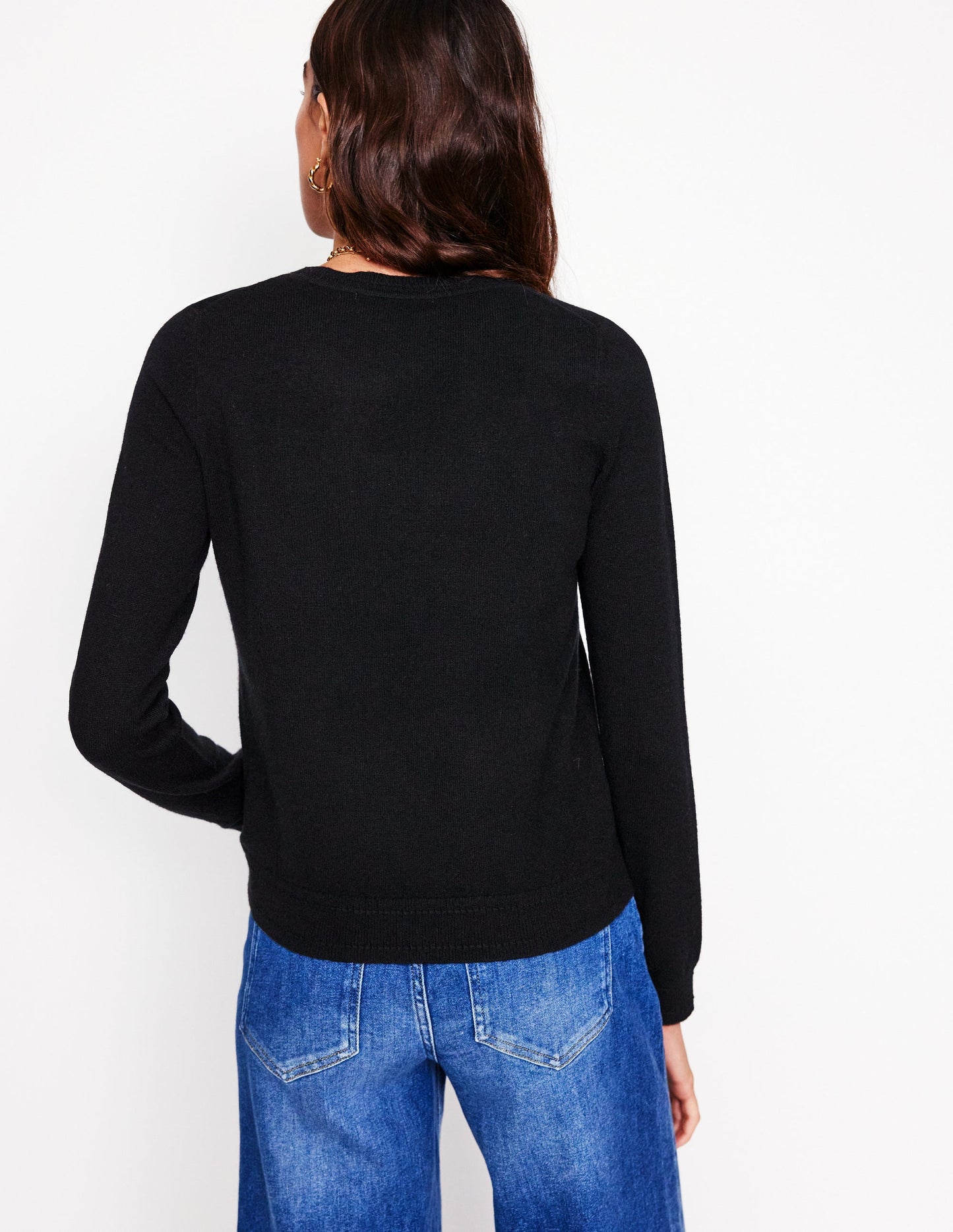 Eva Kaschmirpullover mit Rundhalsausschnitt-Schwarz