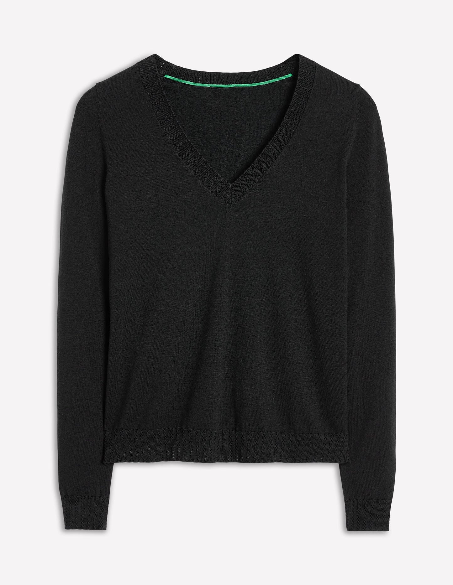 Pull Emilia à col V en coton-Noir