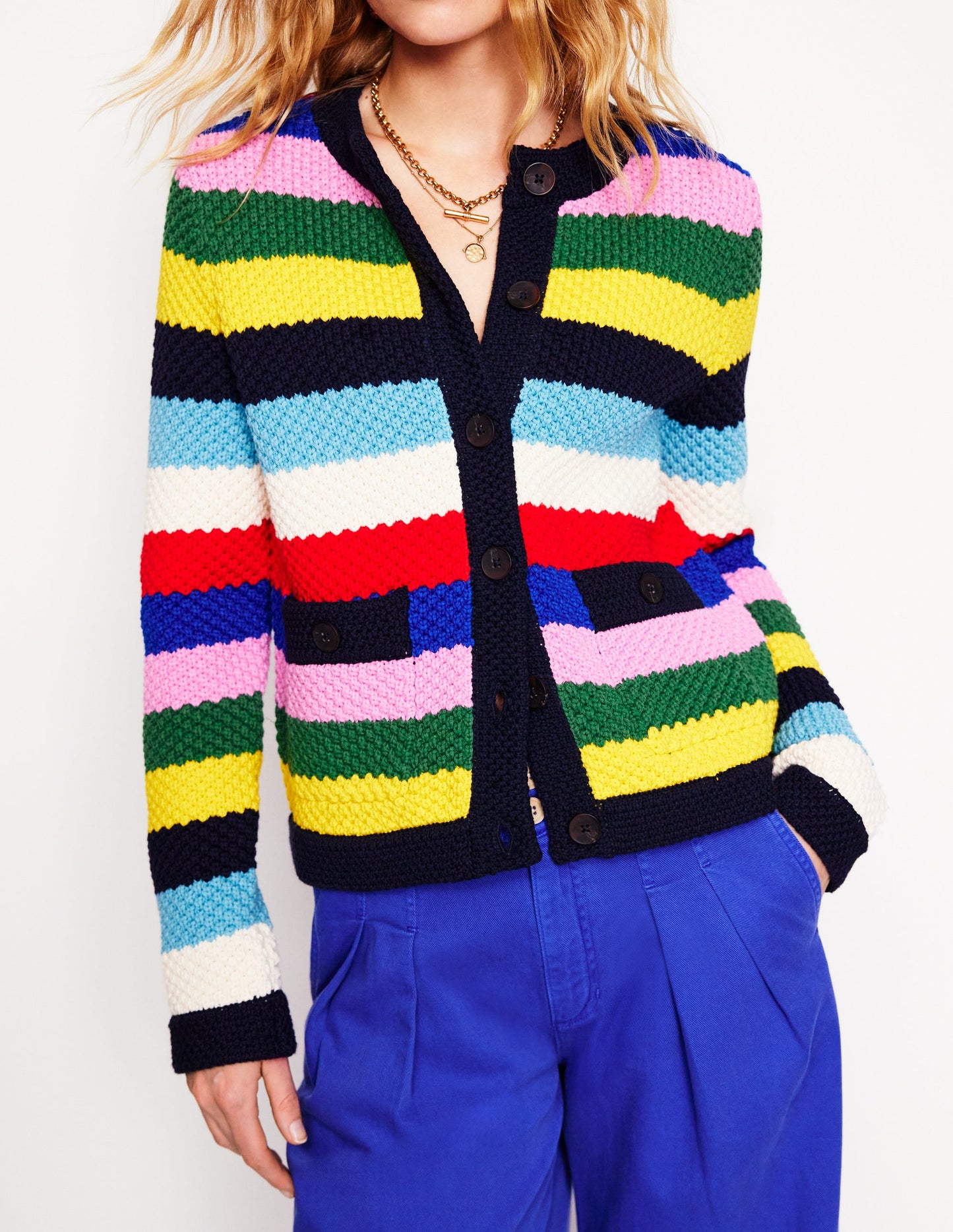 Libby Strickjacke-Mohnblumenrot, Blau Bunt
