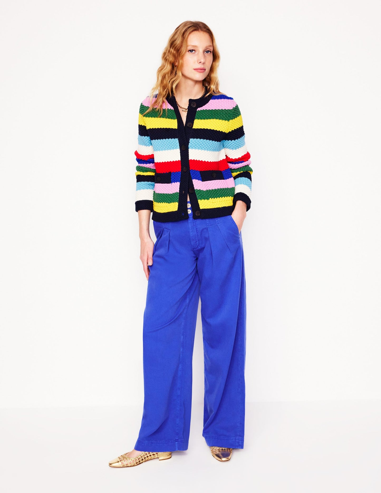 Libby Strickjacke-Mohnblumenrot, Blau Bunt