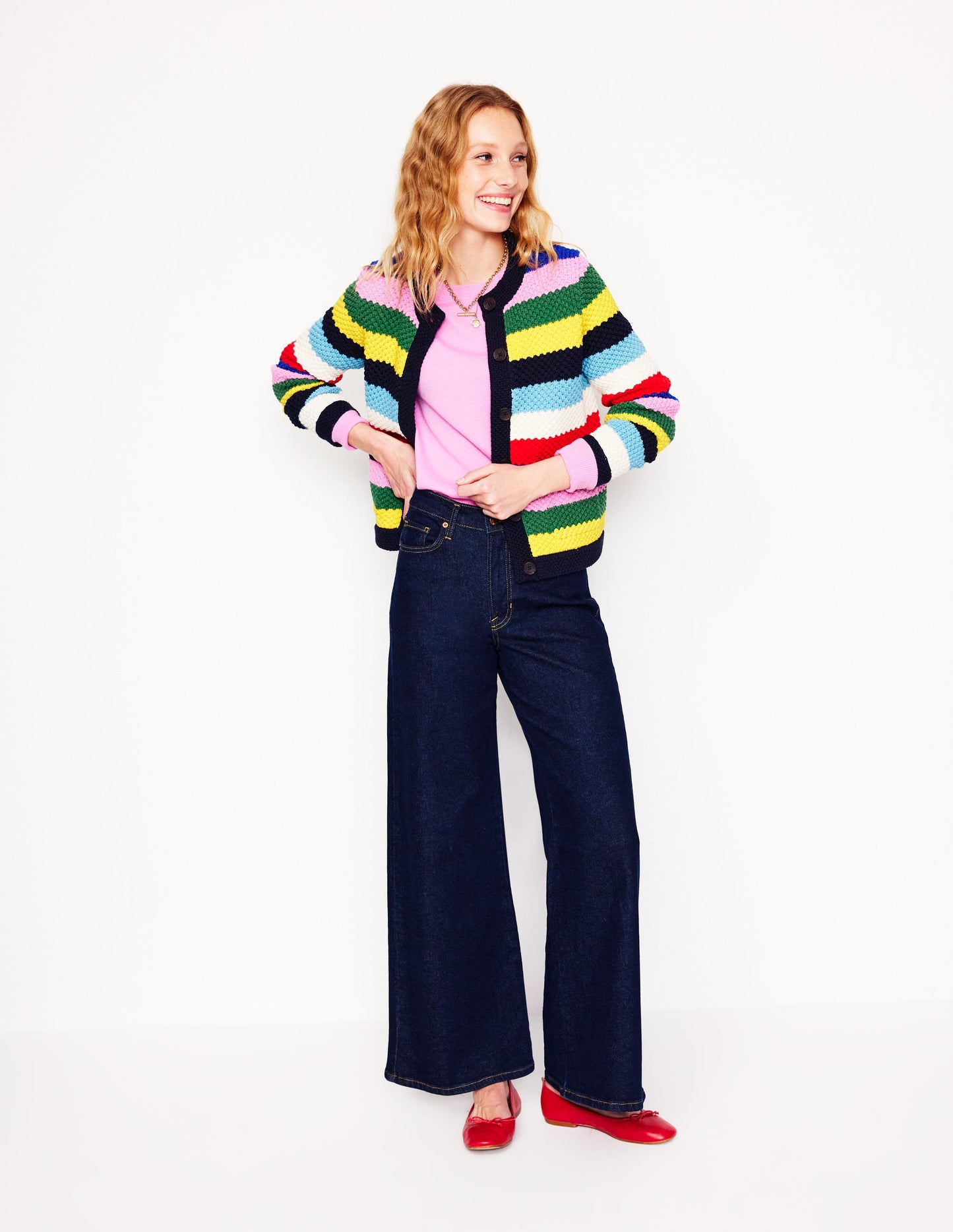 Libby Strickjacke-Mohnblumenrot, Blau Bunt
