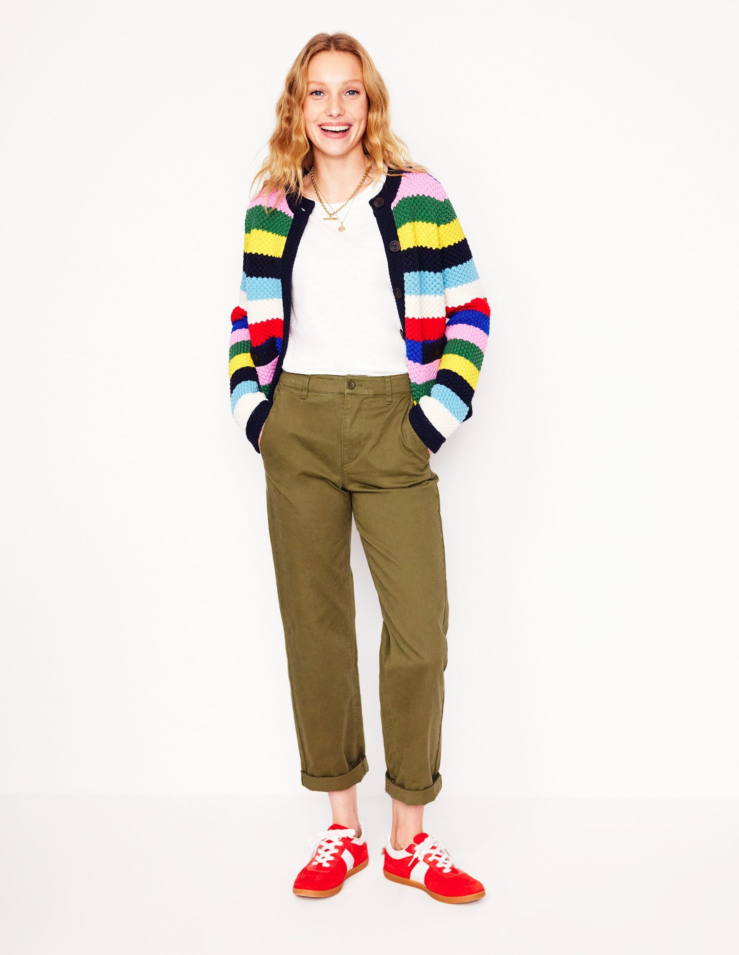 Libby Strickjacke-Mohnblumenrot, Blau Bunt