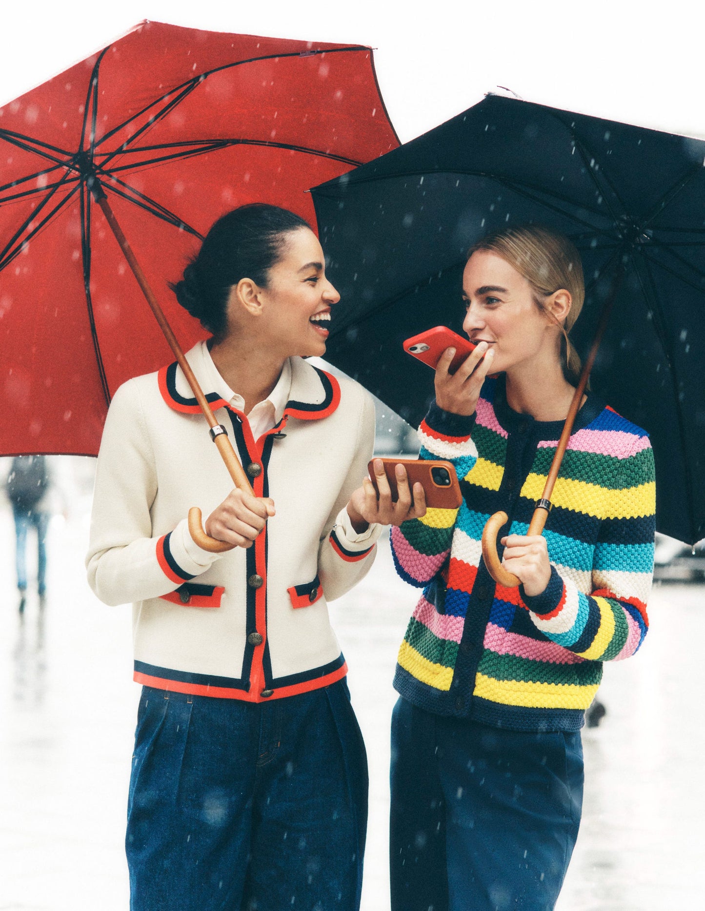 Libby Strickjacke-Mohnblumenrot, Blau Bunt