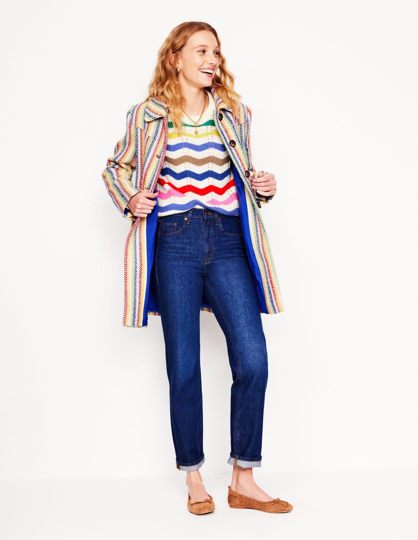 Alice Flauschiger Raglanpullover-Regenbogen