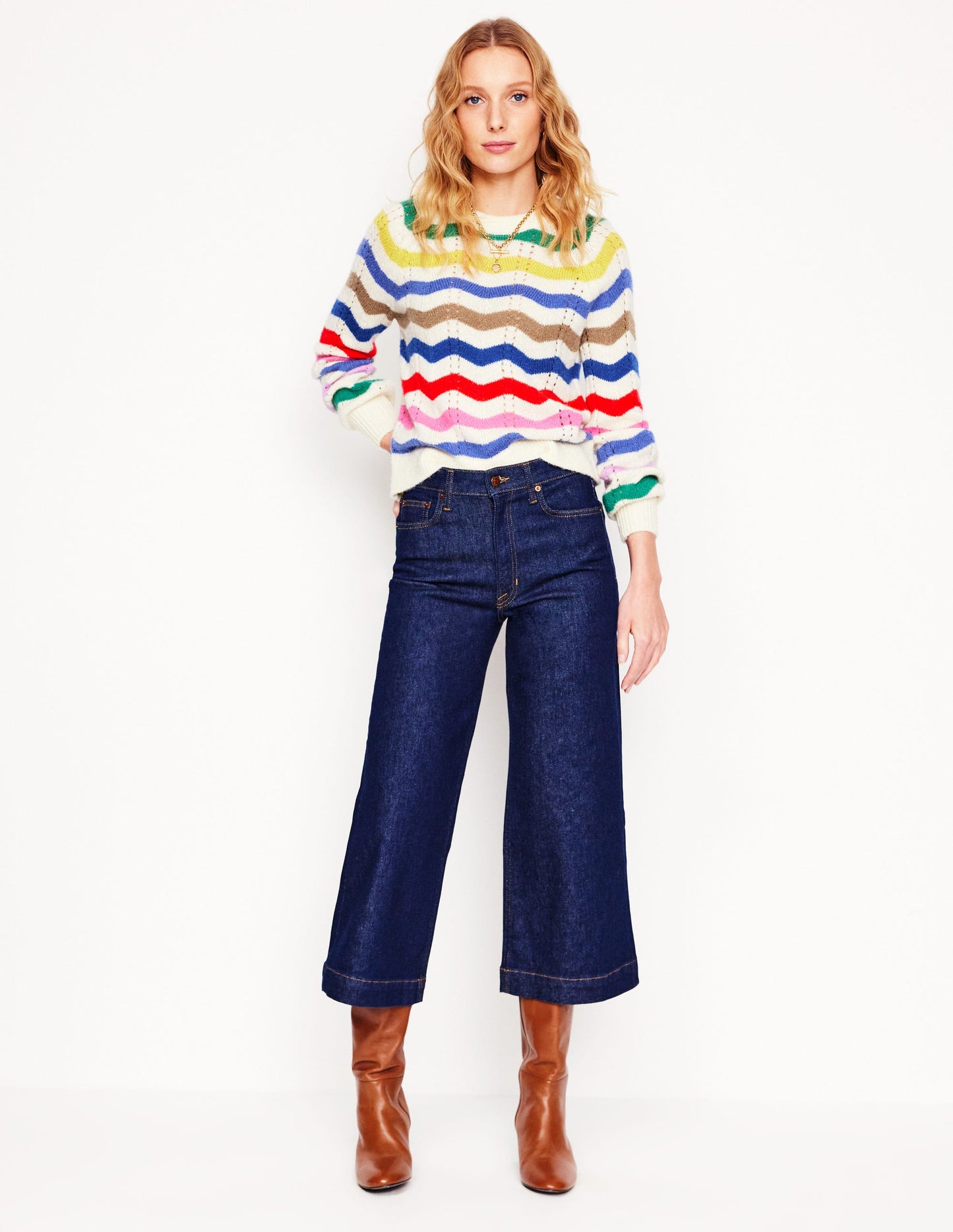 Alice Flauschiger Raglanpullover-Regenbogen