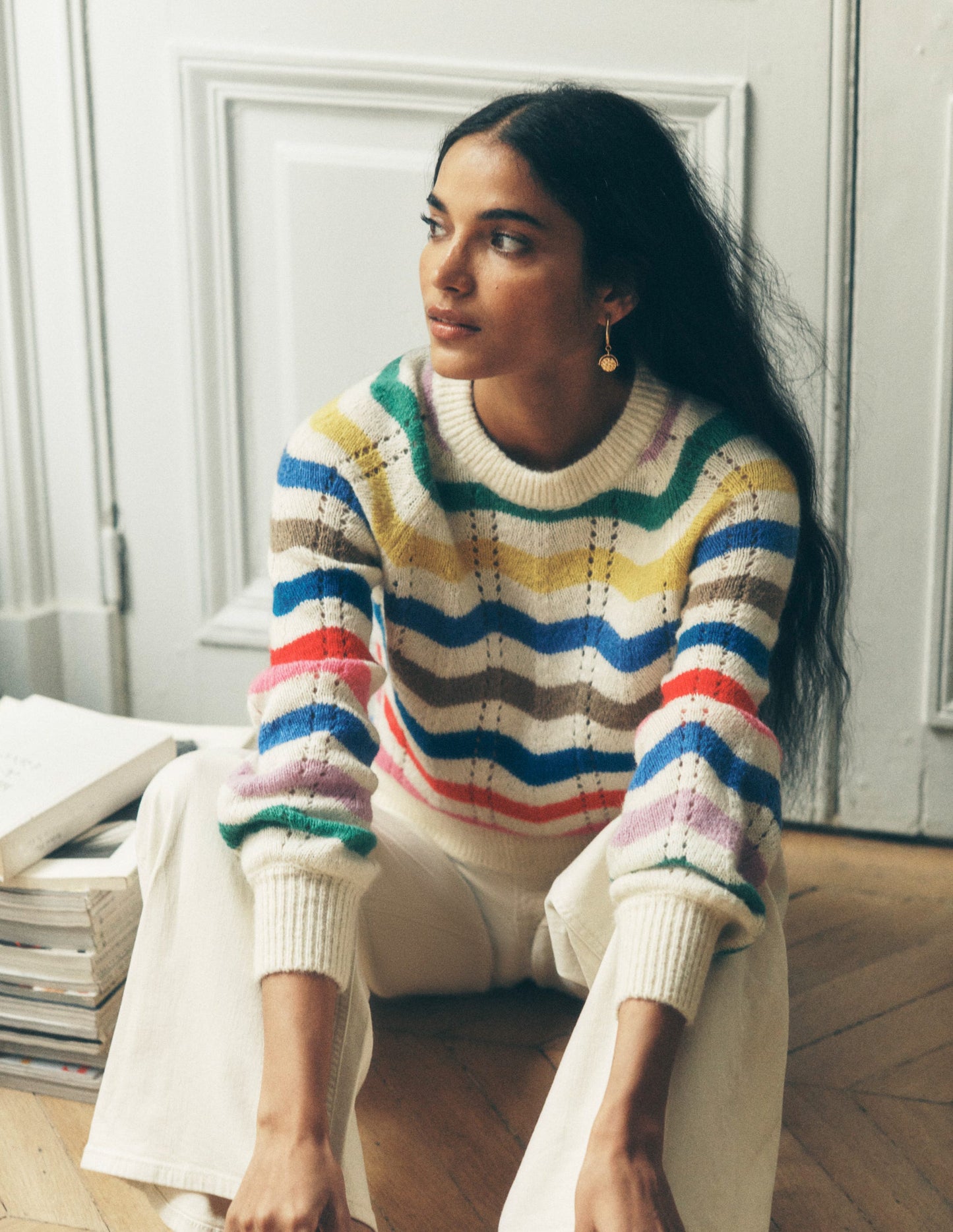 Alice Flauschiger Raglanpullover-Regenbogen