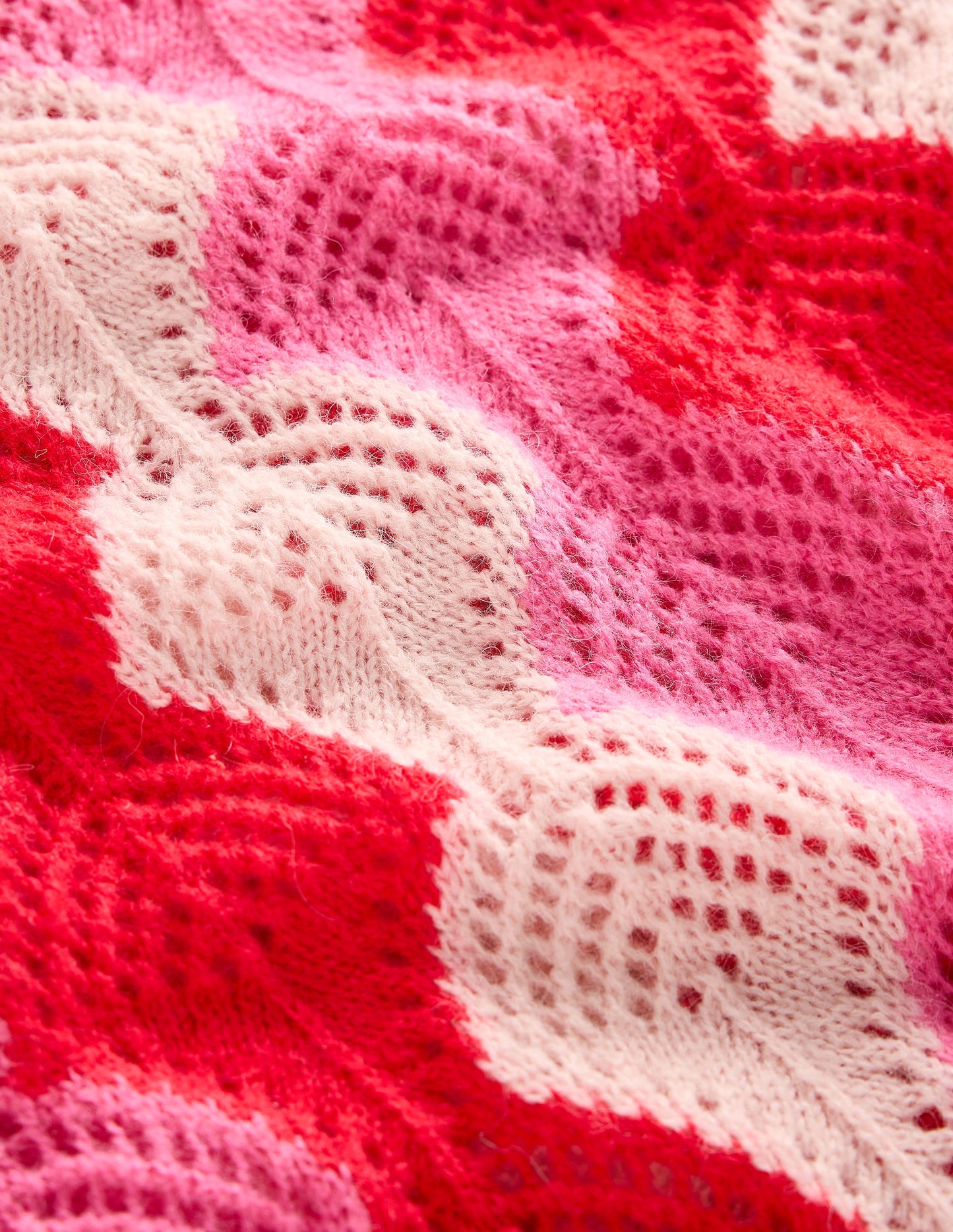 Alice Flauschiger Raglanpullover-Mohnblumenrot/ Kreide/ Prickelndes Pink