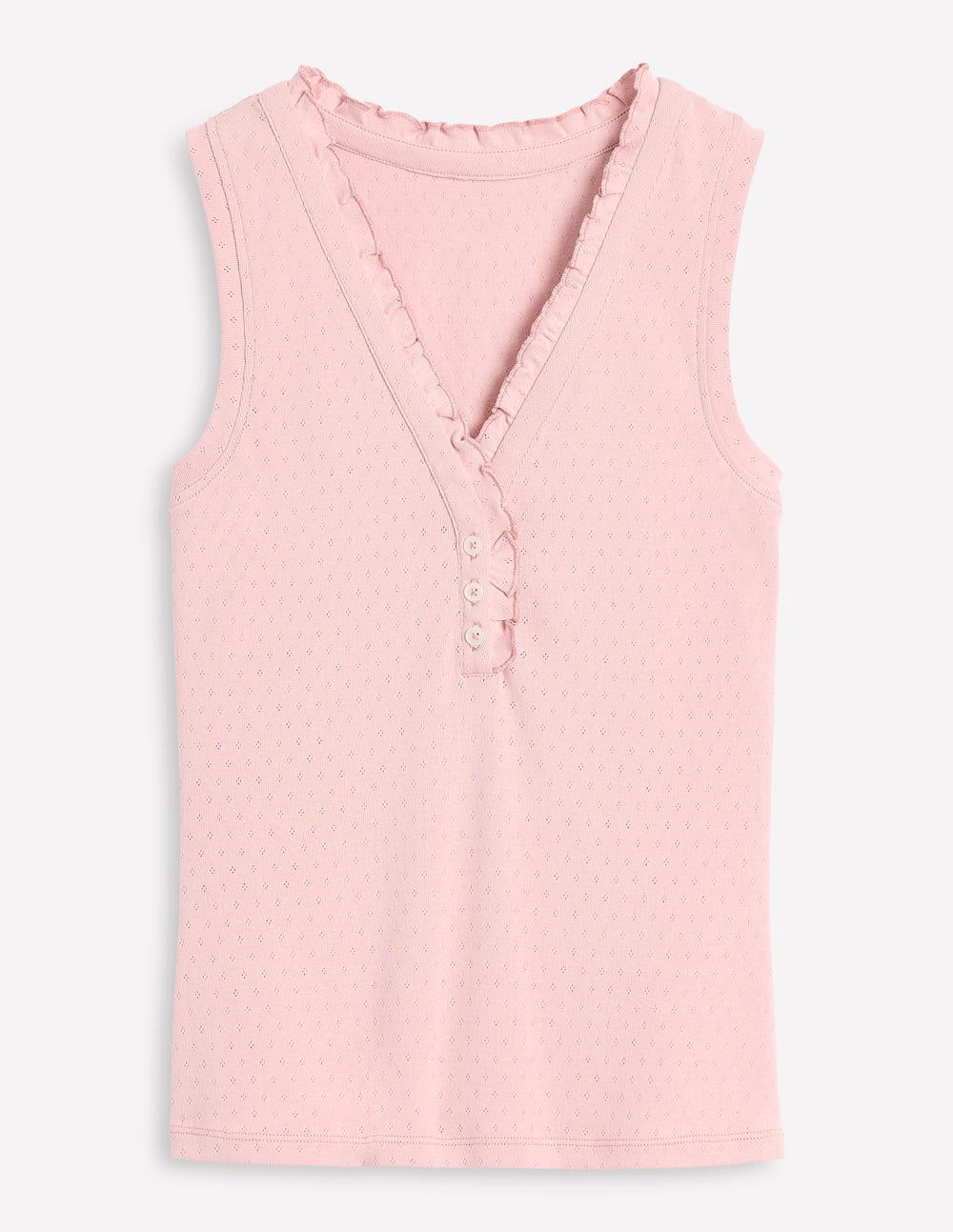 Débardeur de pyjama en jersey à col tunisien-Rose clair chiné
