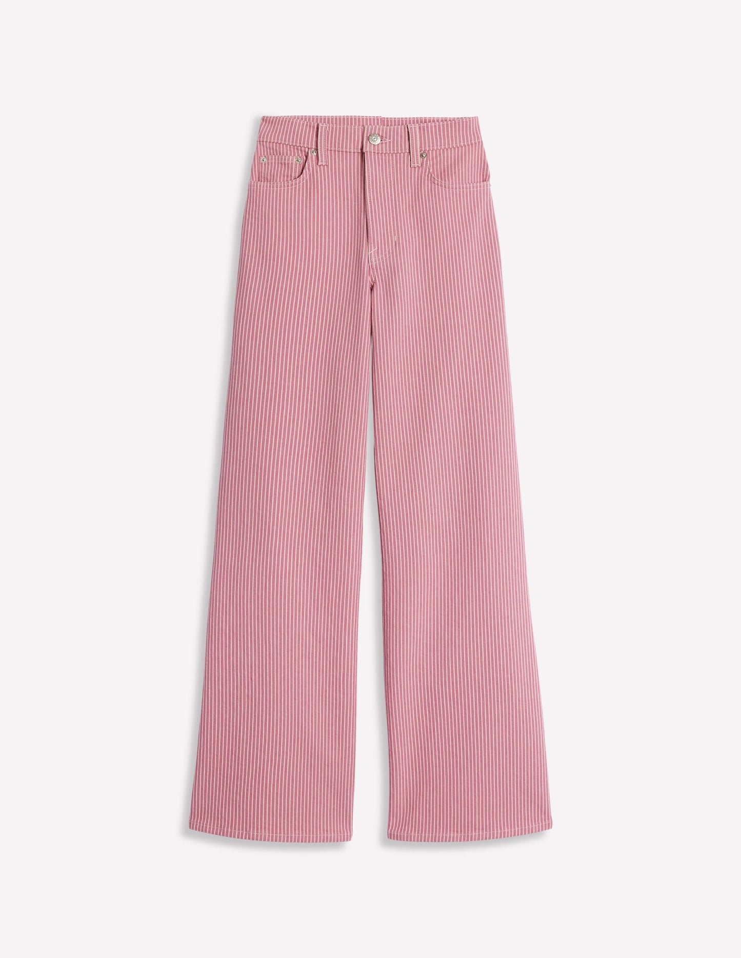 Jean large taille haute-Rayé rose