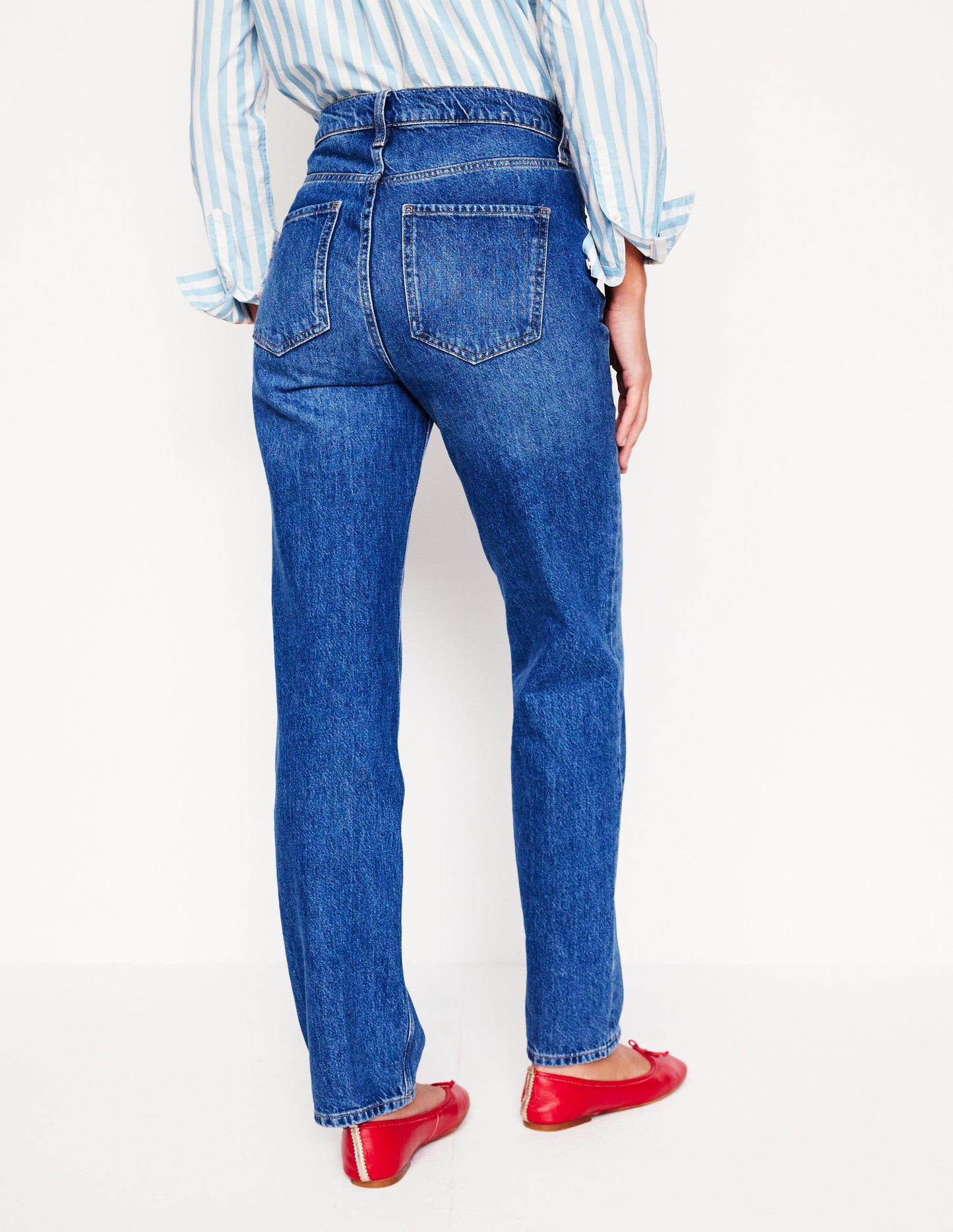 Jeans mit hohem Bund und geradem Bein-MITTLERE WASCHUNG
