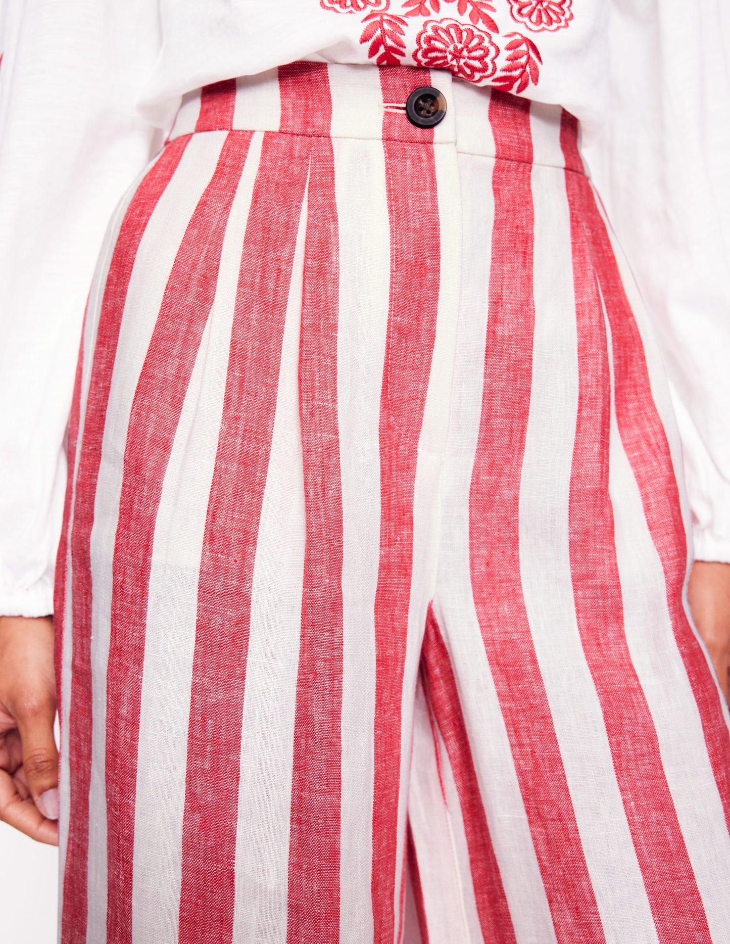 Dulwich Linen Trousers-Strawberry Tart Red Stripe