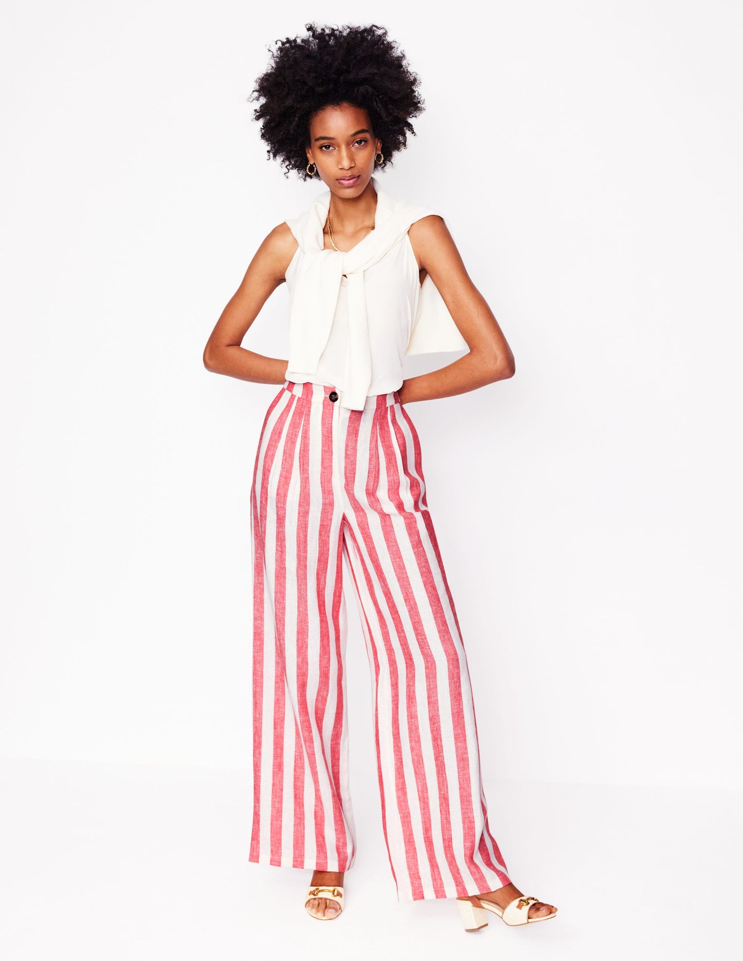 Dulwich Linen Trousers-Strawberry Tart Red Stripe