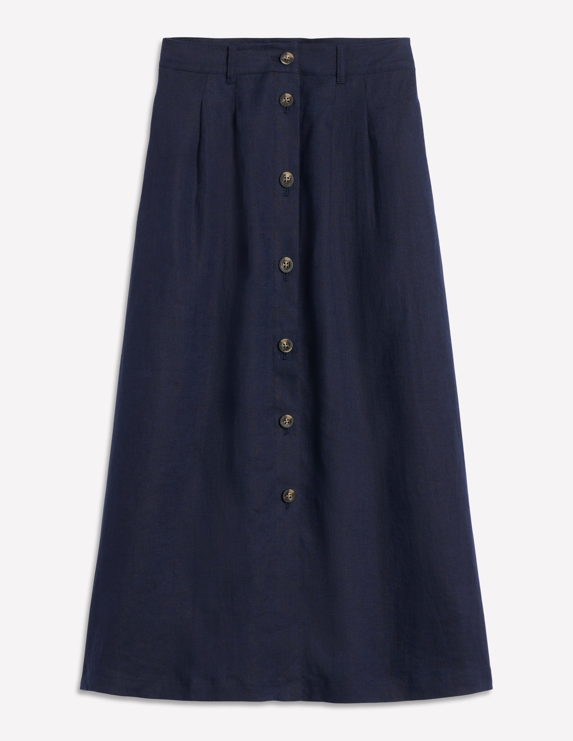 Thomasina Linen Midi Skirt-Navy-5