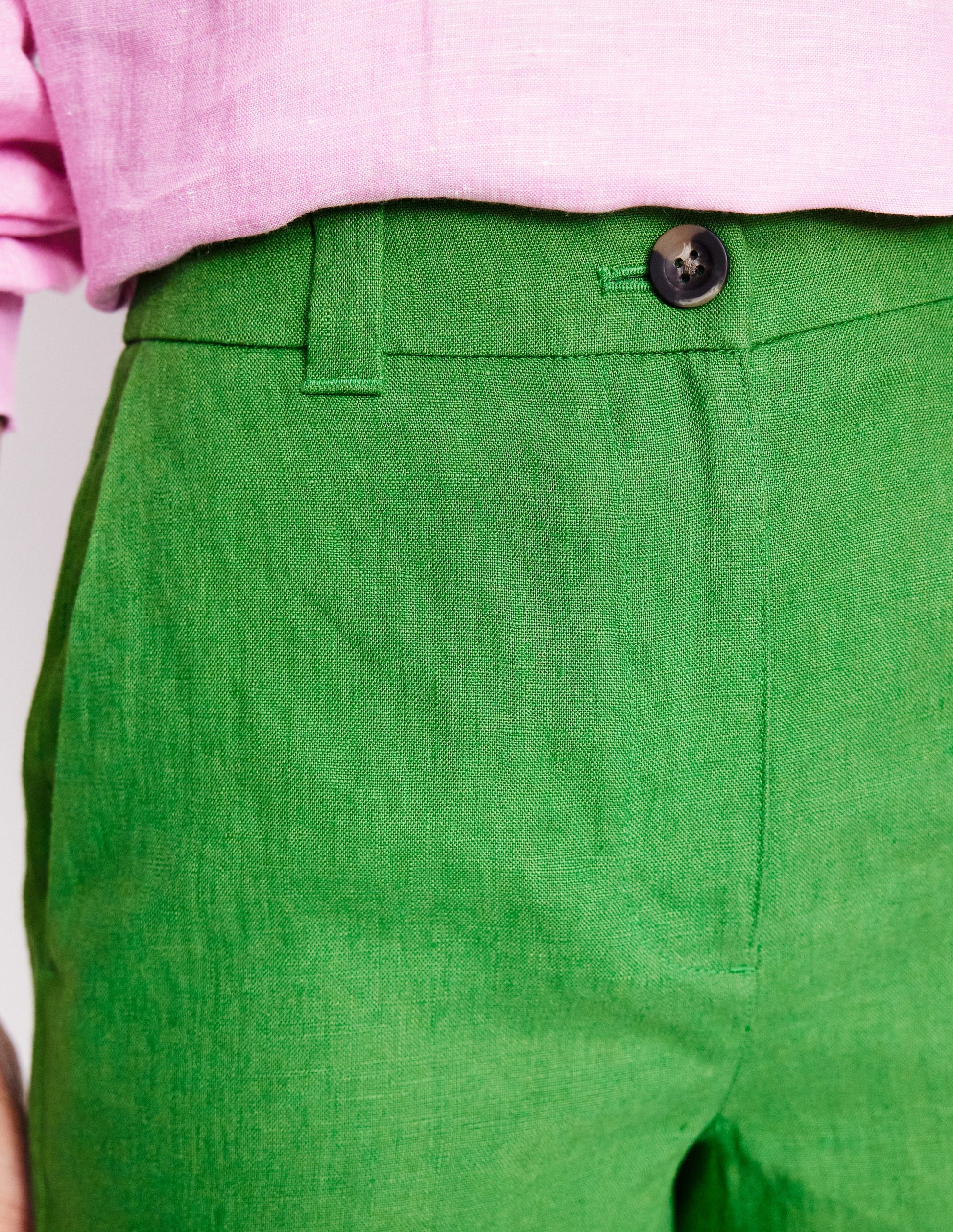 Westbourne Linen Shorts-Paradise Green-2