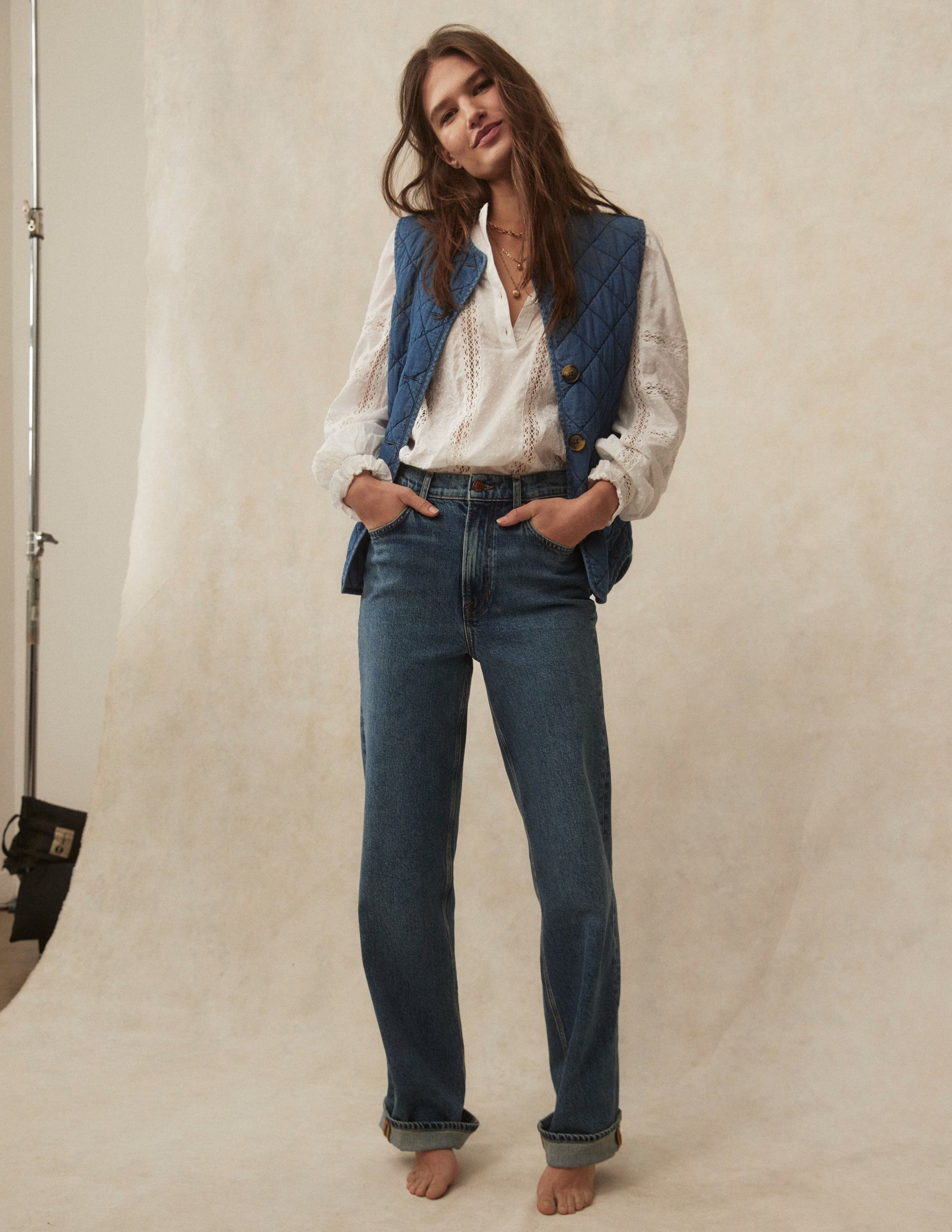 Jeans mit hohem Bund und geradem, weitem Bein-Beatnik Red-14