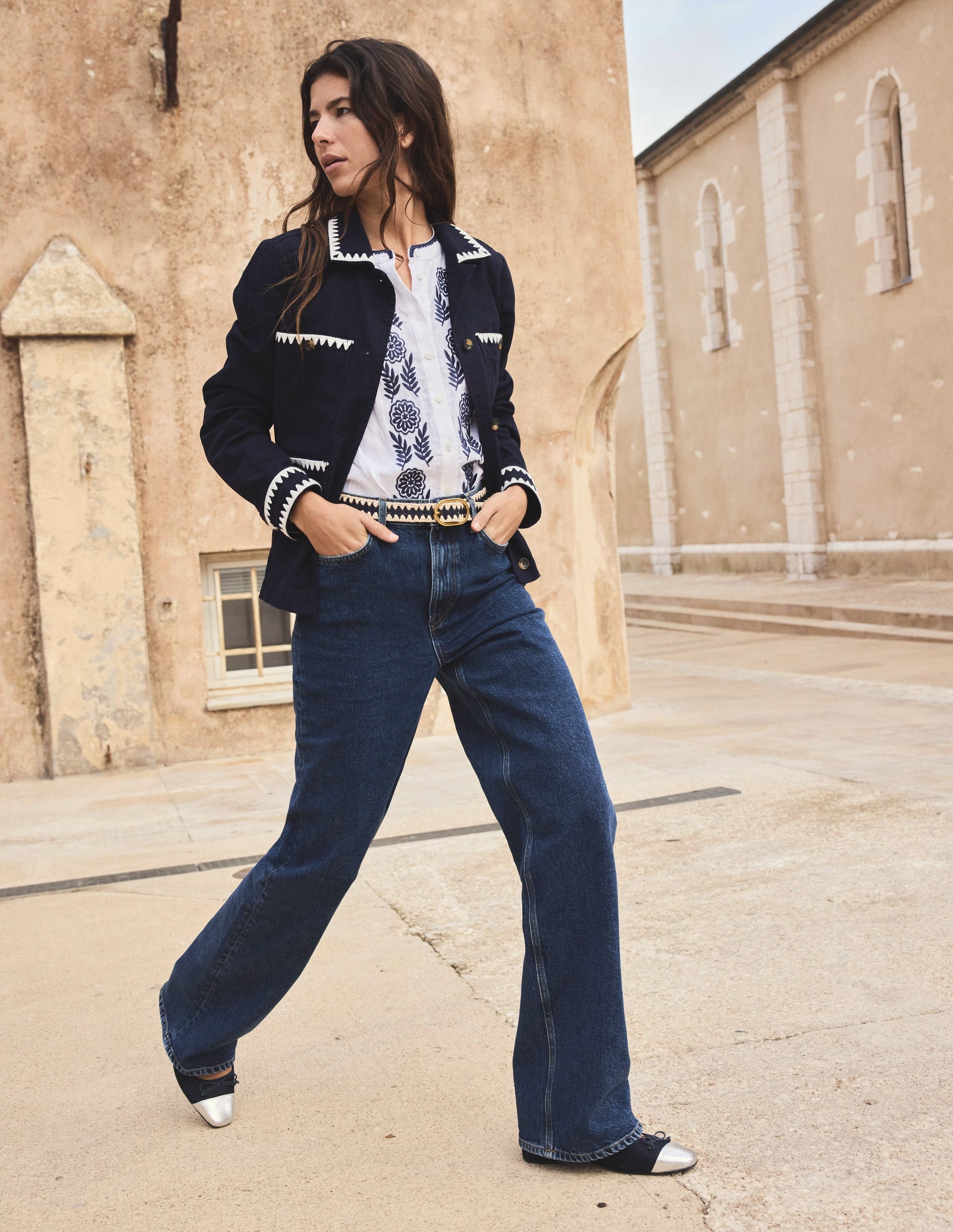 High Rise Column Leg Jeans-Dark Vintage-6