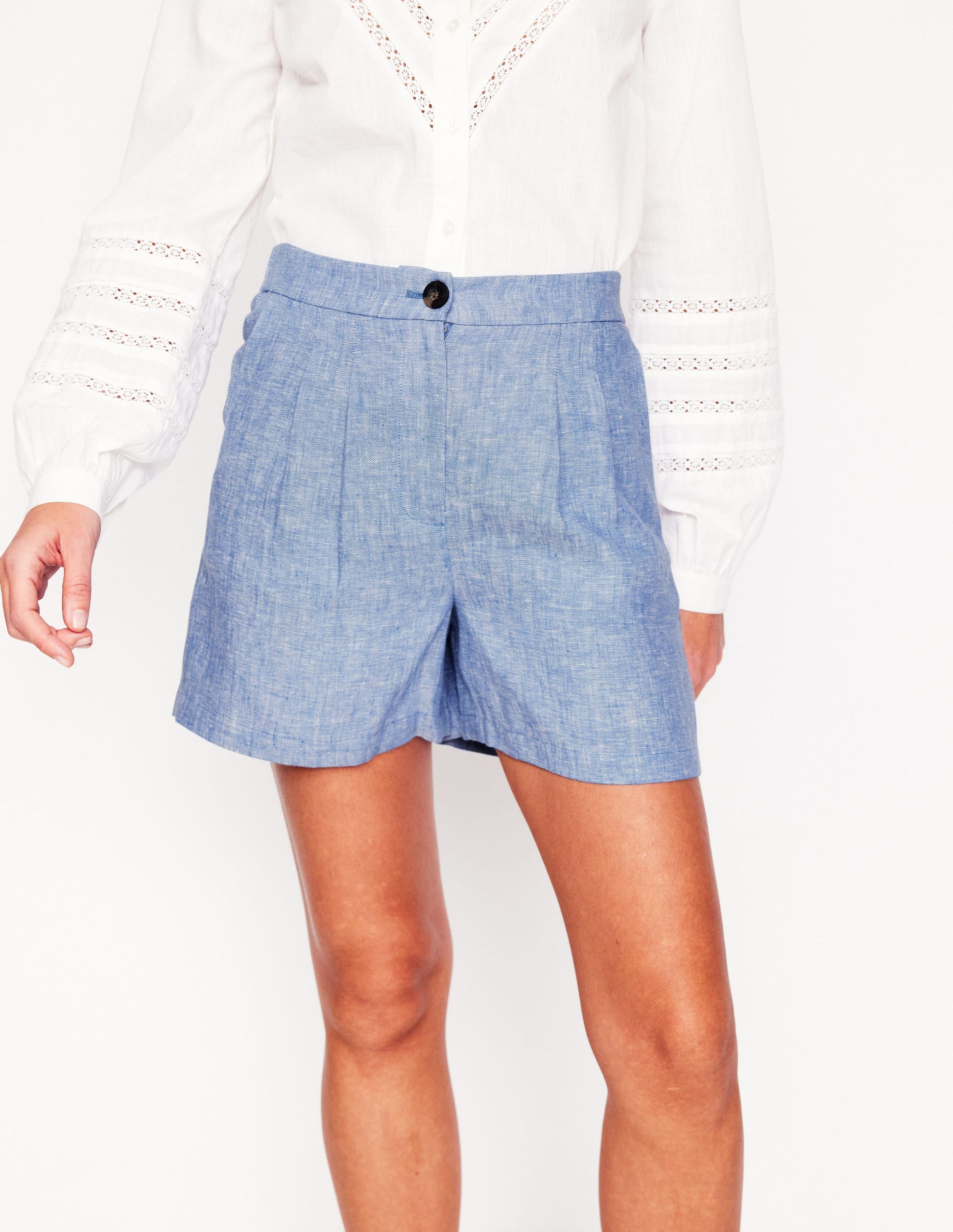 Dulwich Leinen-Shorts-Graublau Chambray-4
