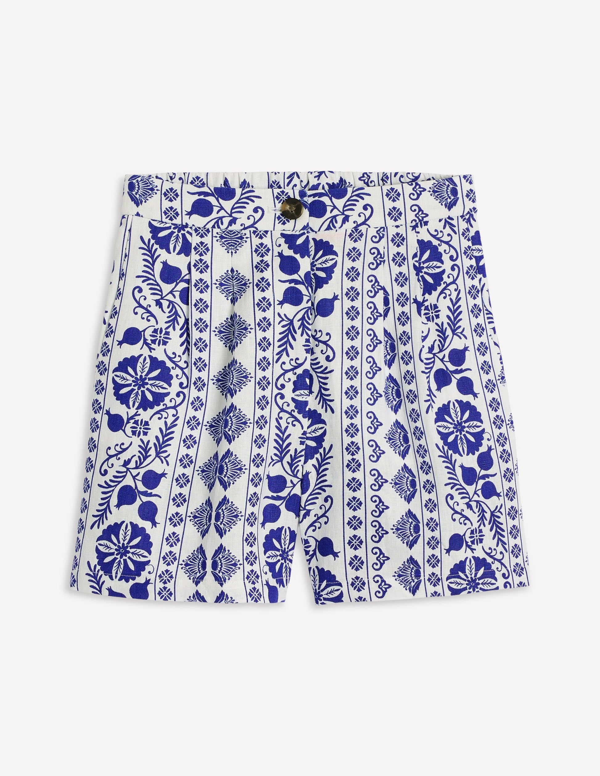 Dulwich Leinen-Shorts-Naturweiß, Zierrand-5