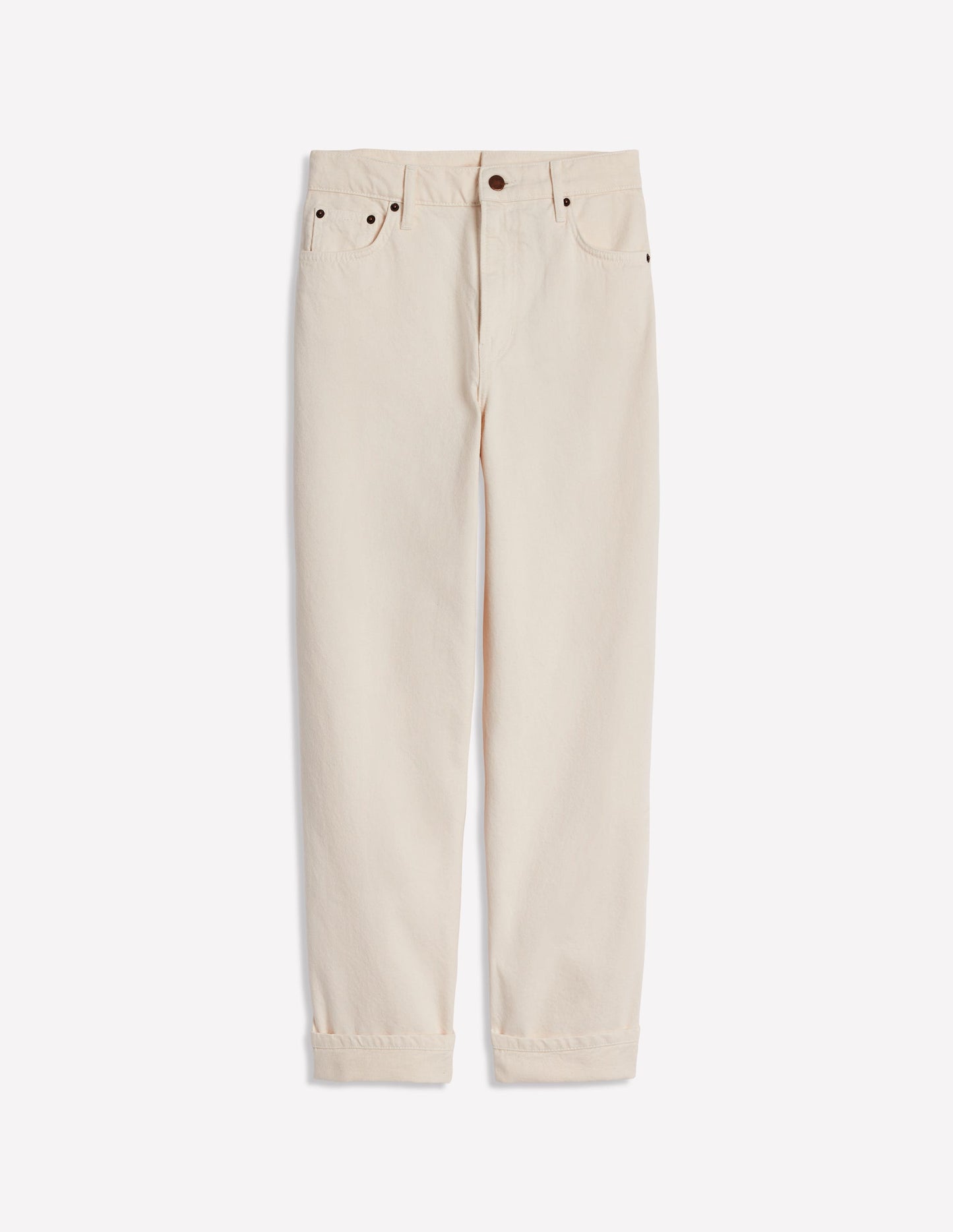 Mid Rise Straight Jeans-Ecru
