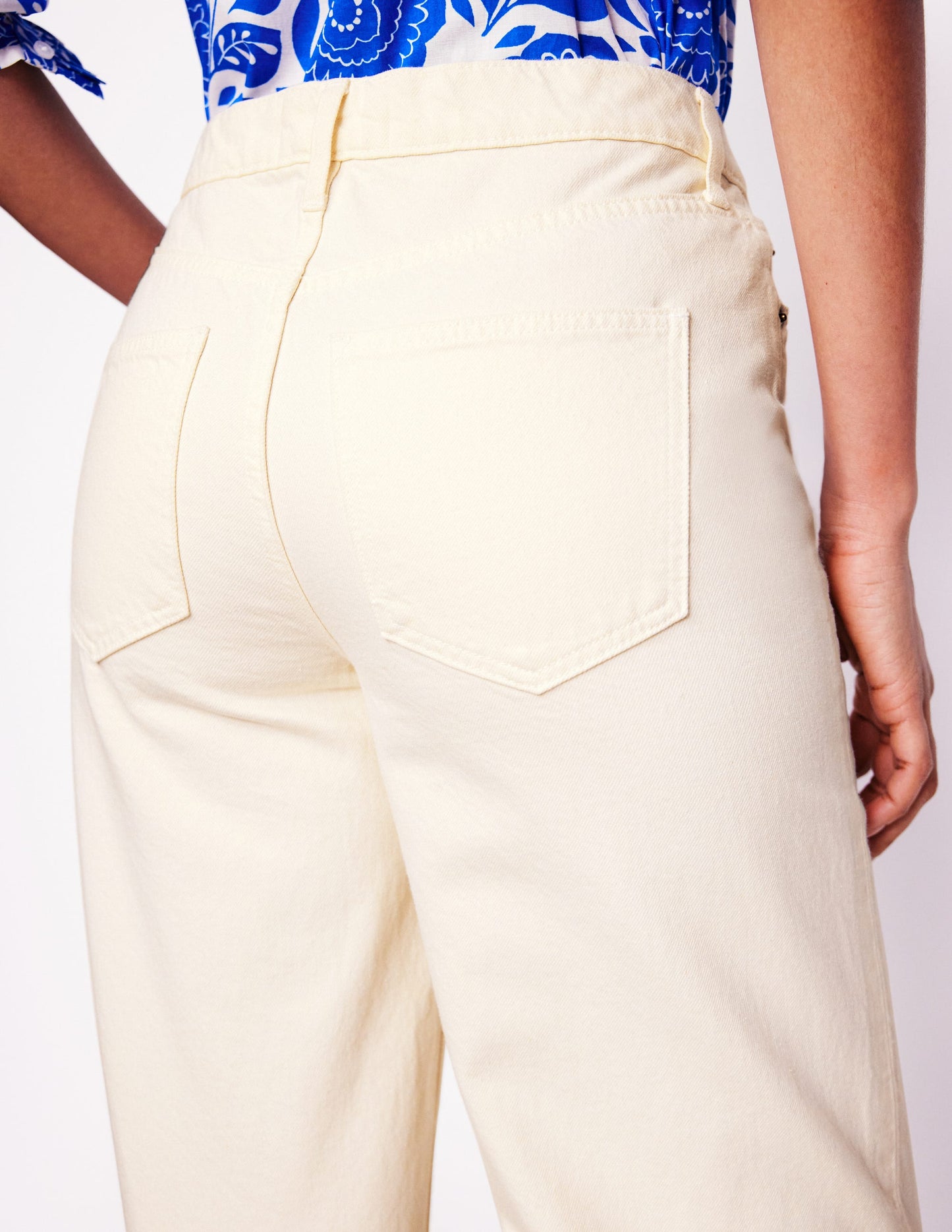 Mid Rise Straight Jeans-Ecru
