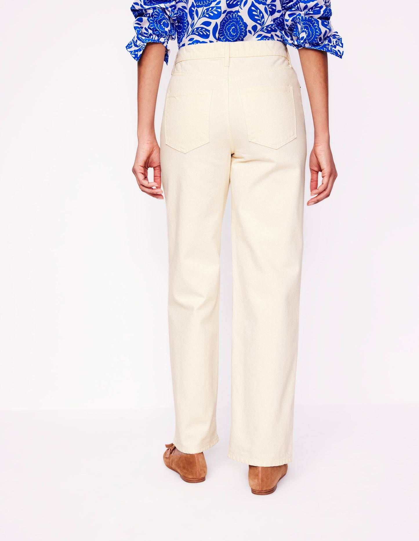 Mid Rise Straight Jeans-Ecru