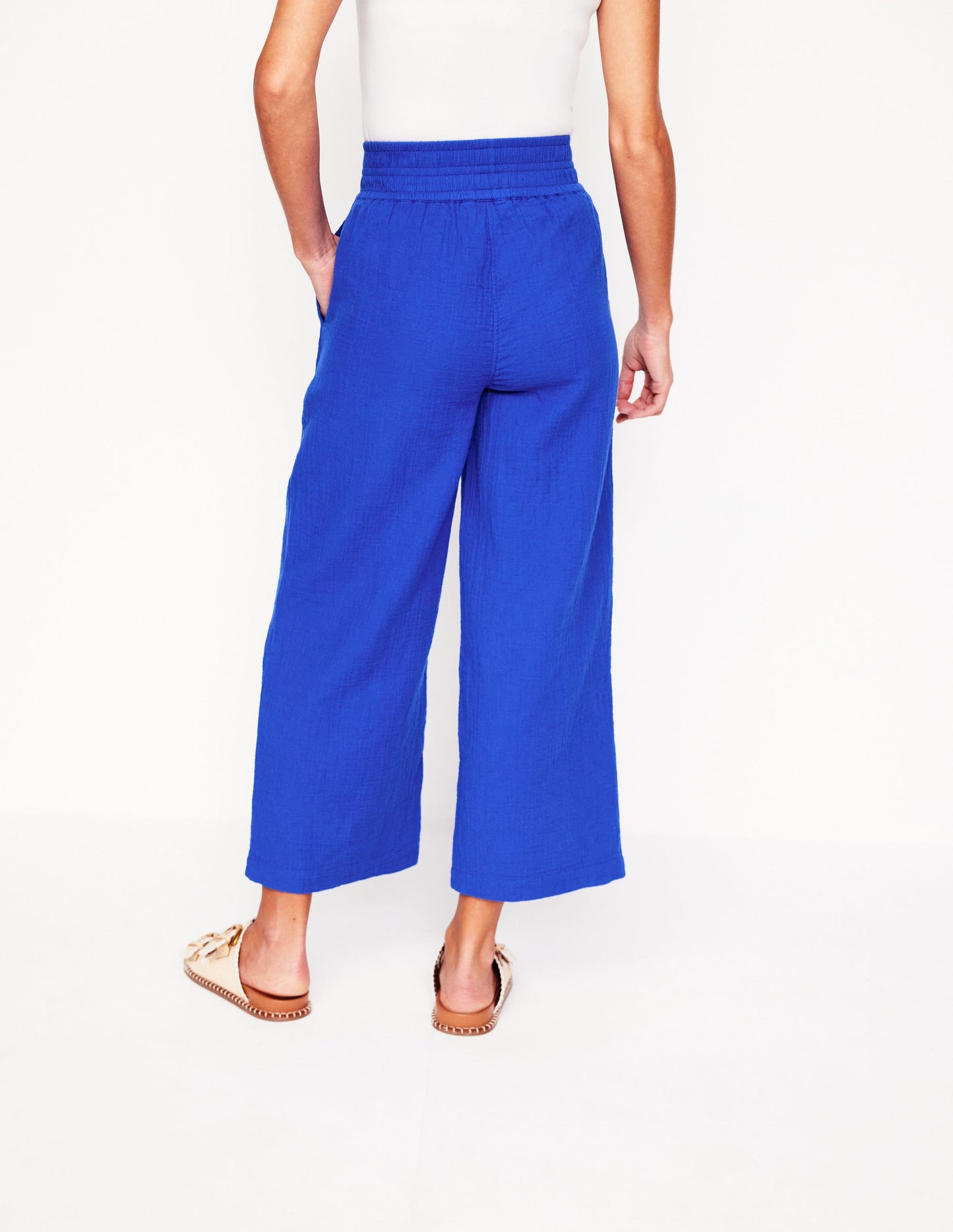 Verkürzte Doppeltuch-Hose-Leuchtendes Blau
