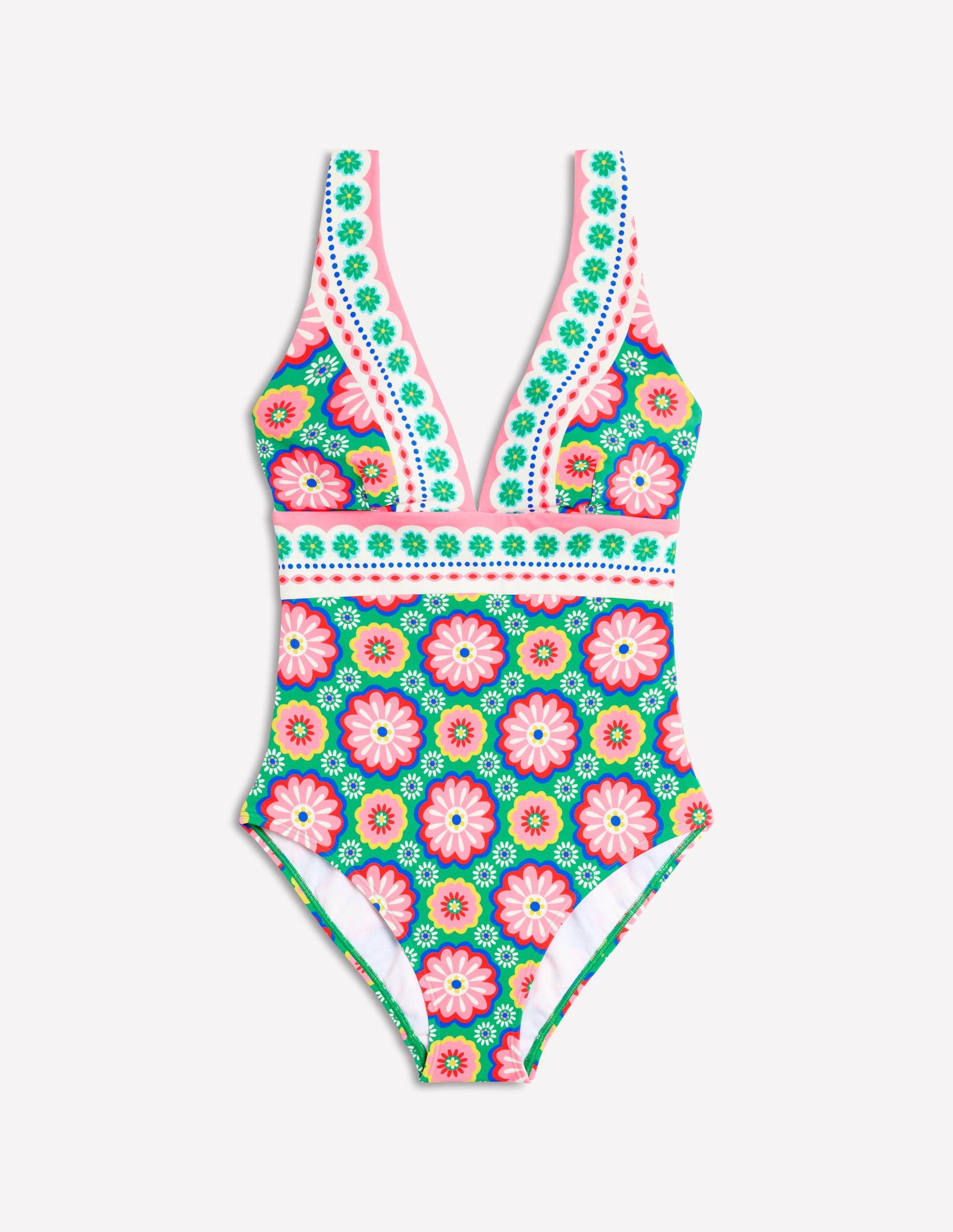 Maillot de bain col V Porto-Multi, motif Flower Tile-6